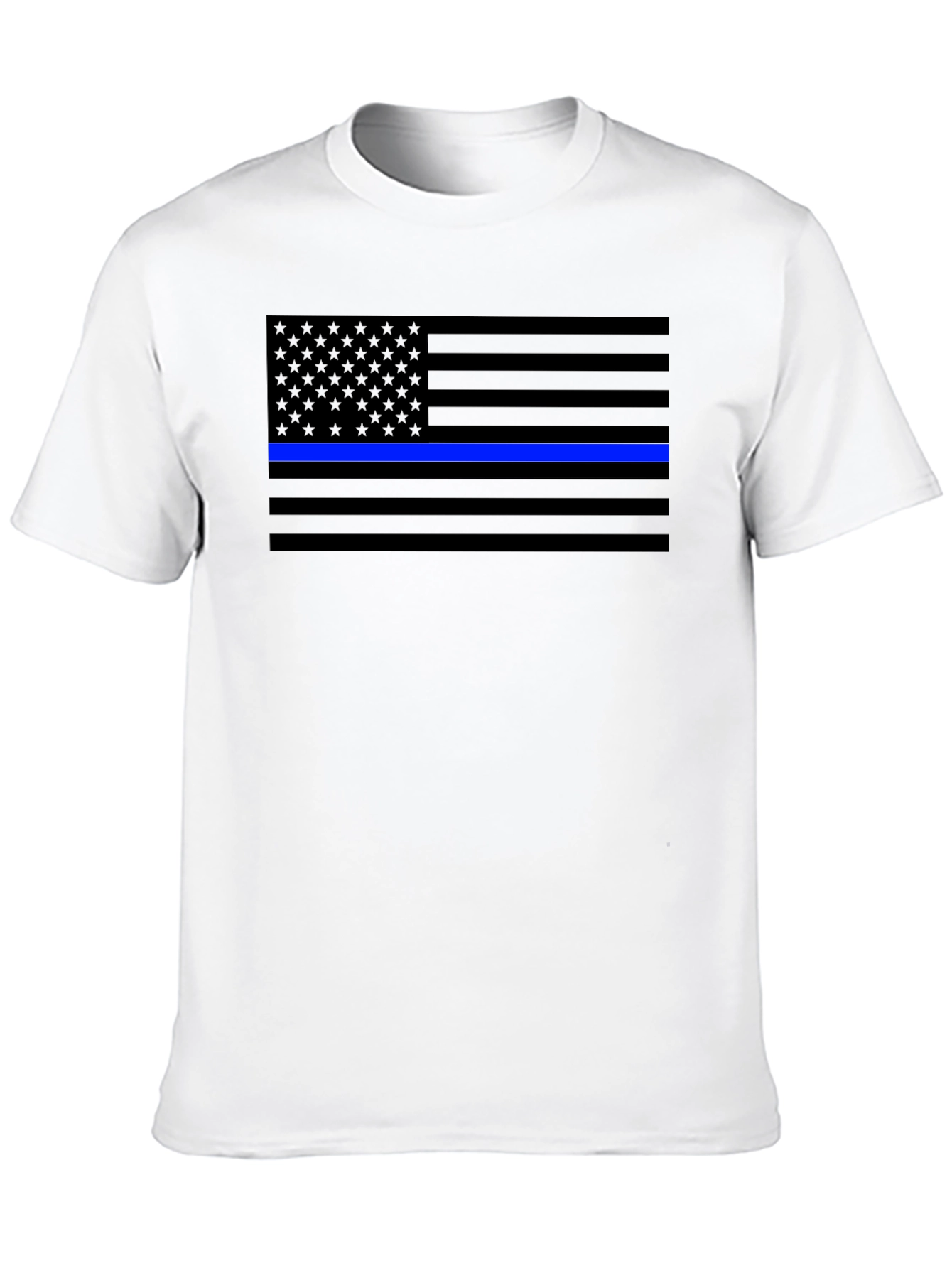 Black Blue Line Flag T-Shirt - Support Law Enforcement view 10