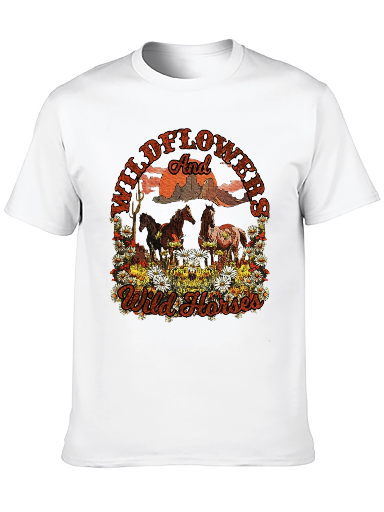 Black Wildflowers and Wild Horses Graphic Tee view 10