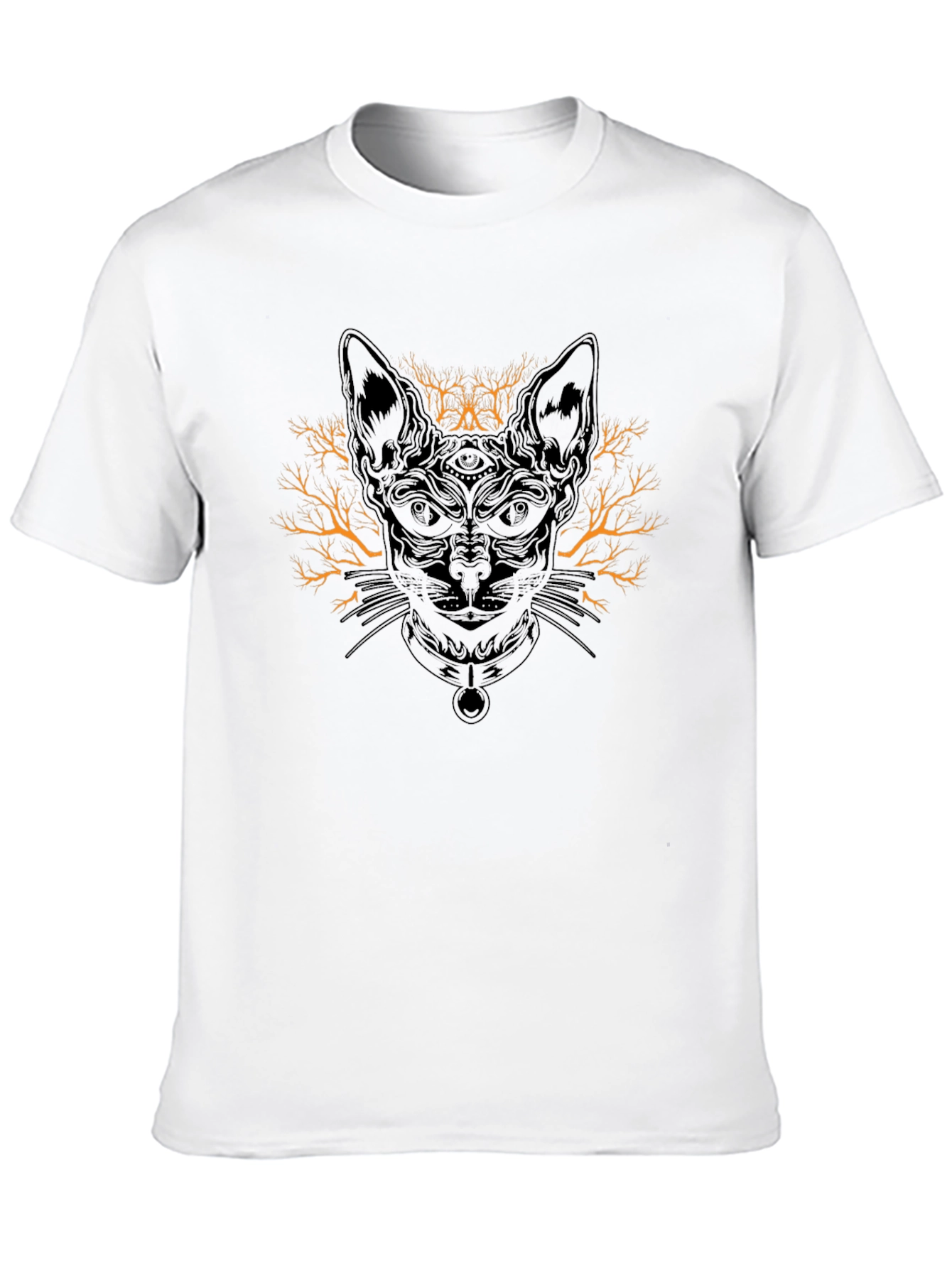 Black Mystic Cat Graphic T-Shirt - Unique Design view 10