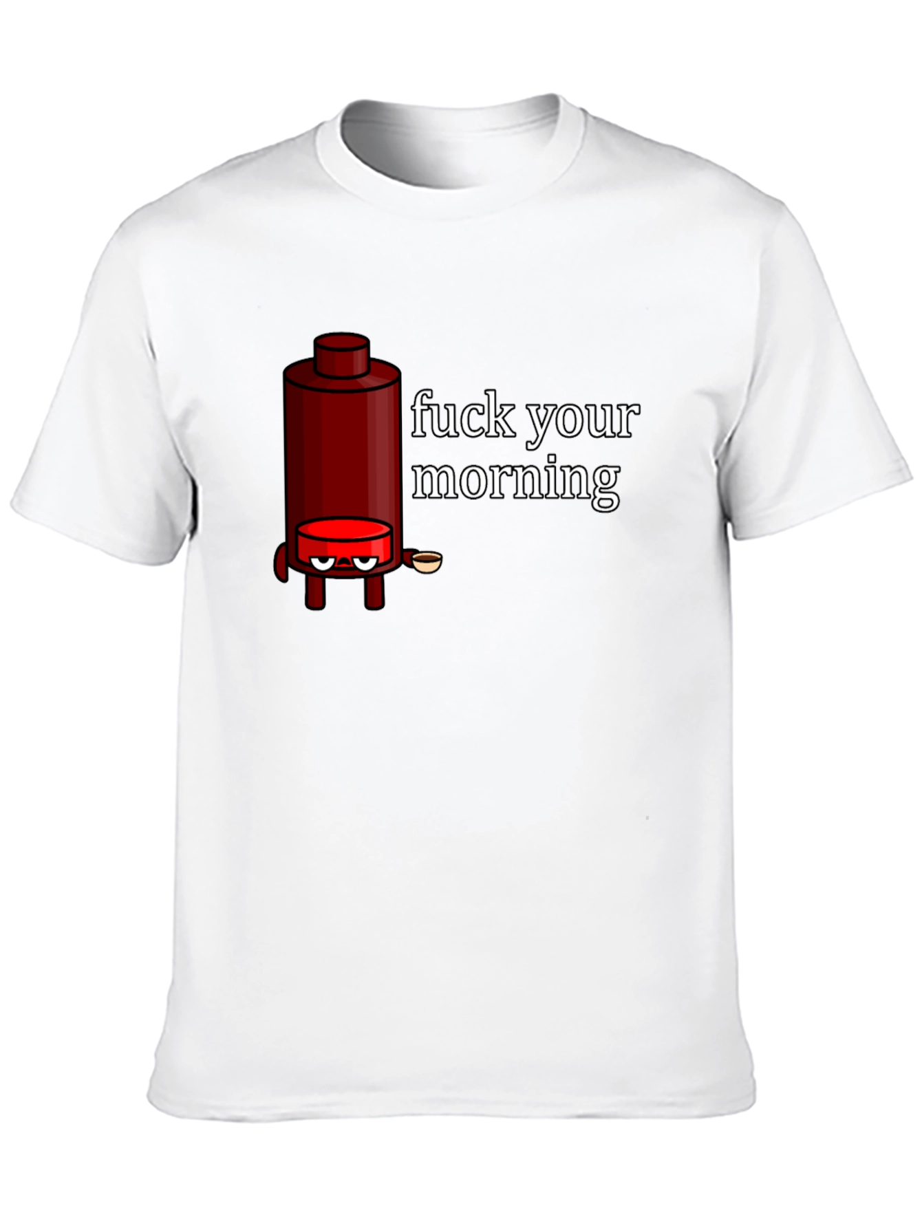 Black Funny Coffee Maker Graphic T-Shirt - "Fuck Your Morning" view 10