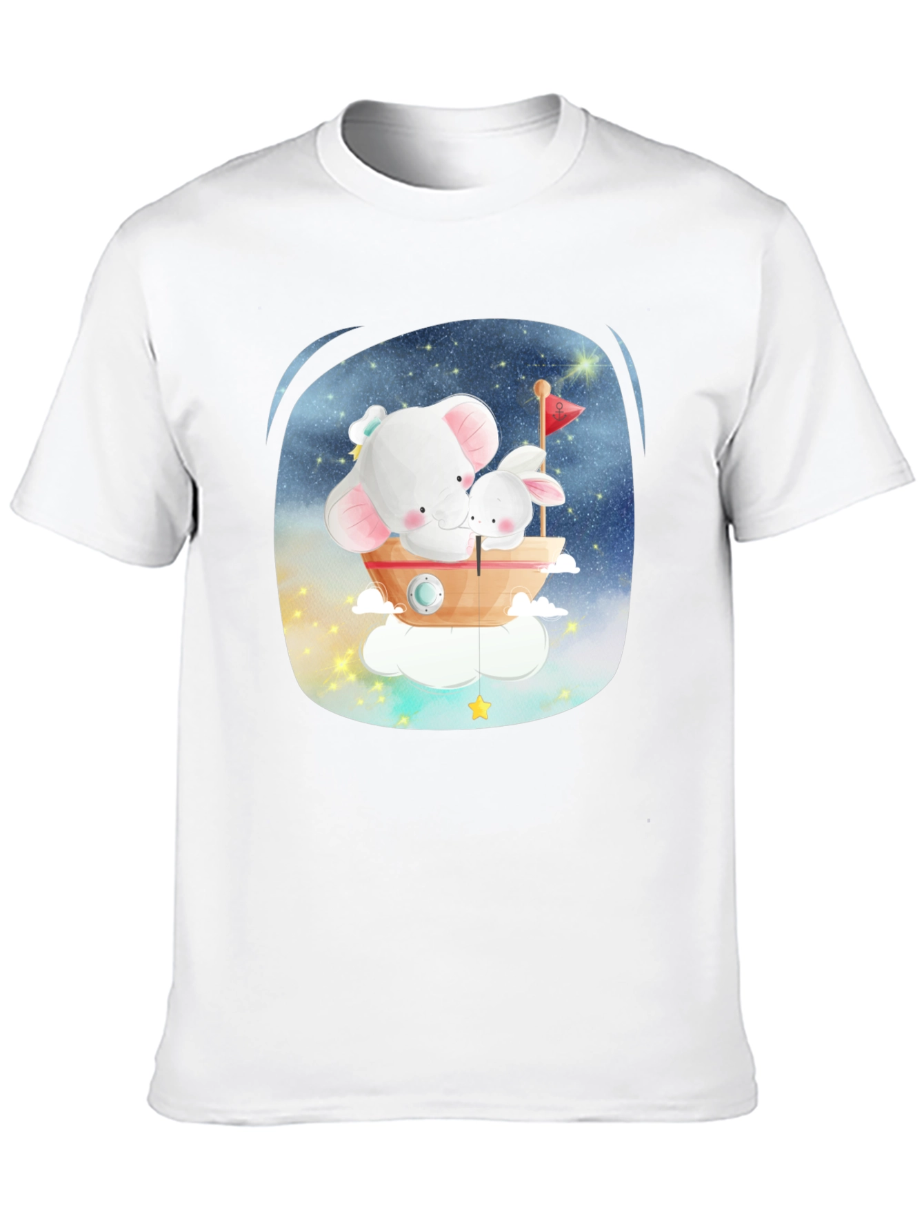 Black Cute Elephant & Bunny T-Shirt - Dreamy Design view 10
