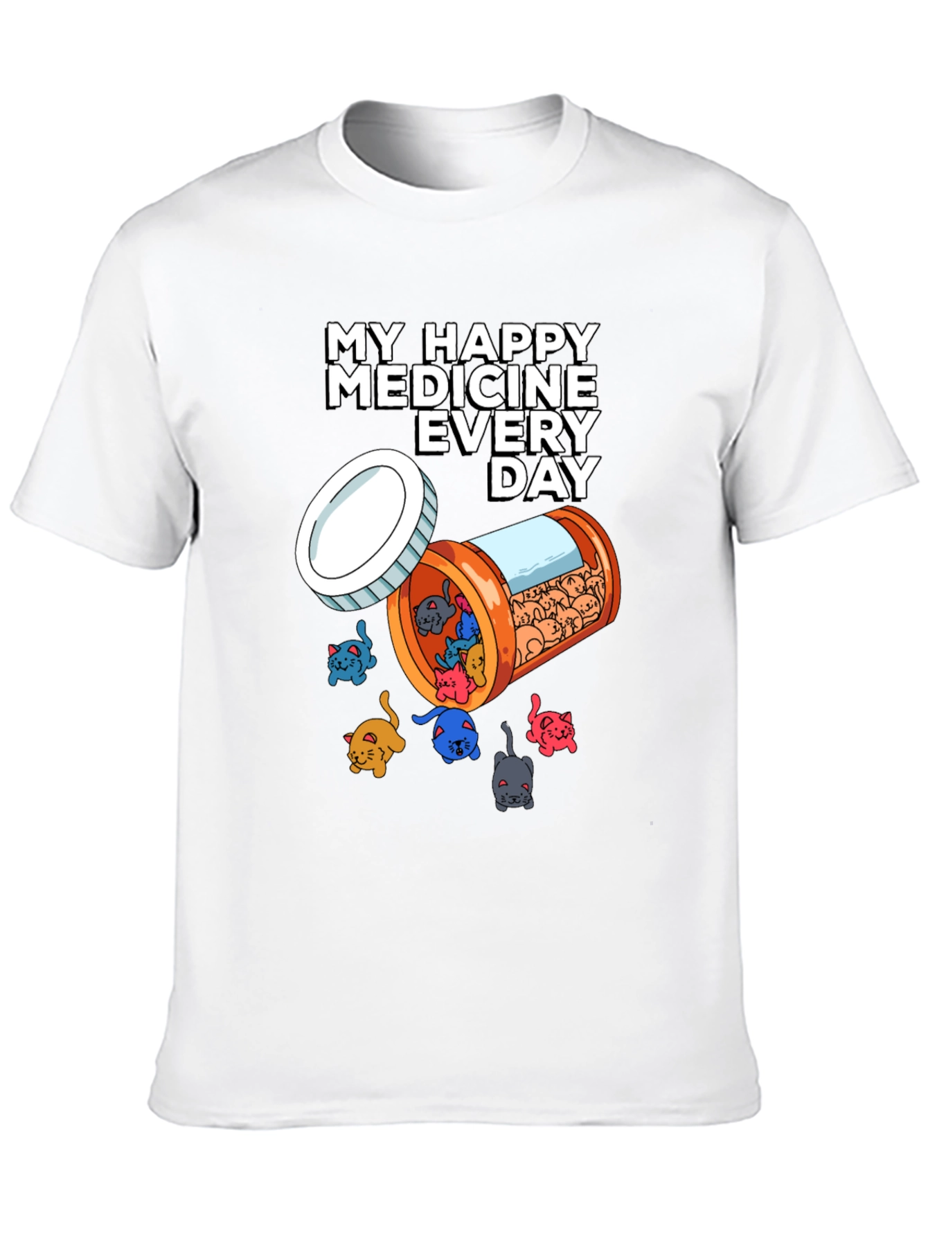 Black My Happy Medicine Cat Lover T-Shirt view 10