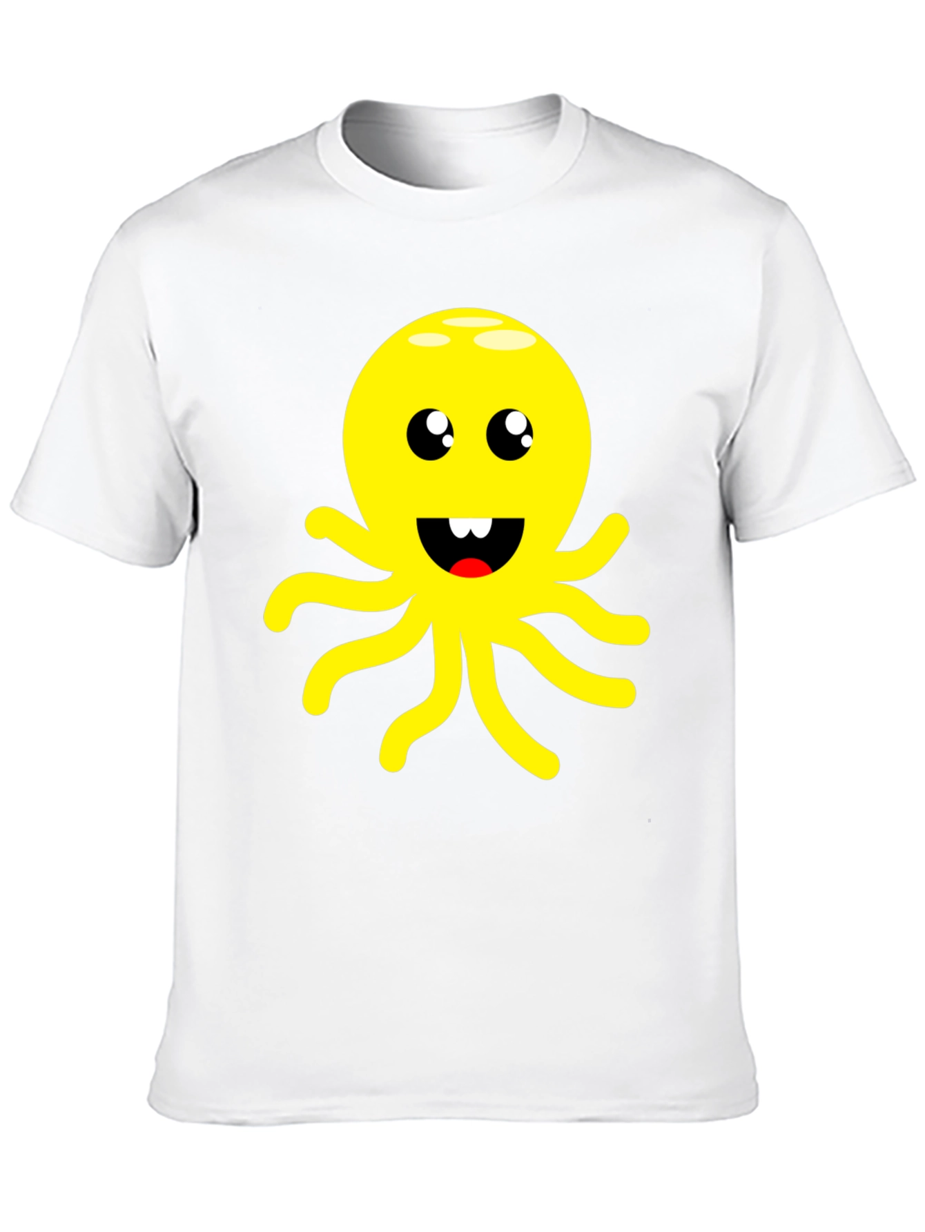 Black Cute Cartoon Octopus Graphic Black T-Shirt view 10