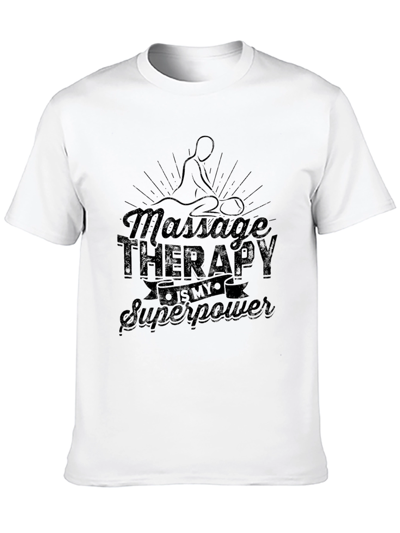 Black Massage Therapy Superpower T-Shirt - Black Graphic Tee view 10