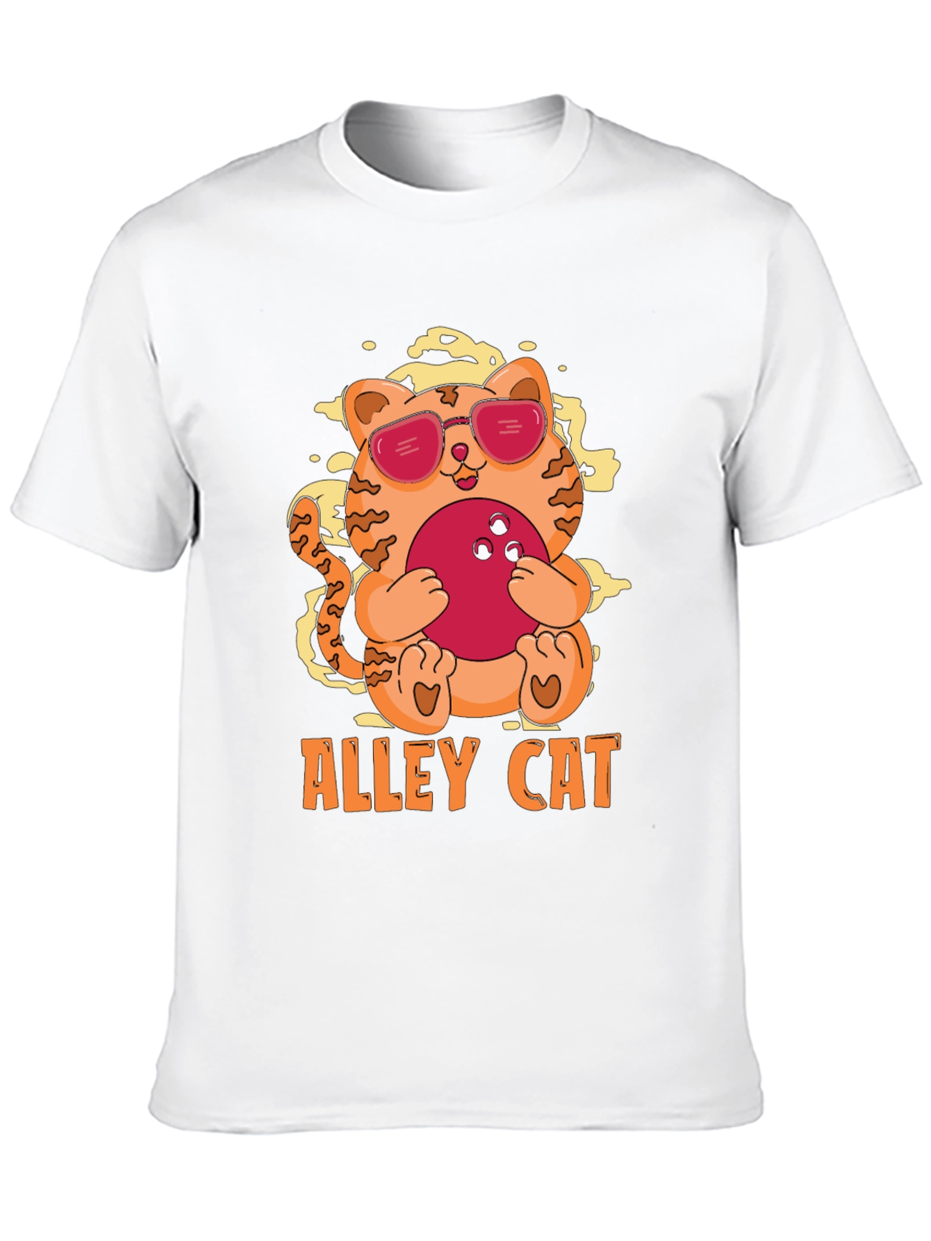 Black Alley Cat Bowling T-Shirt - Cool Kitten Design view 10