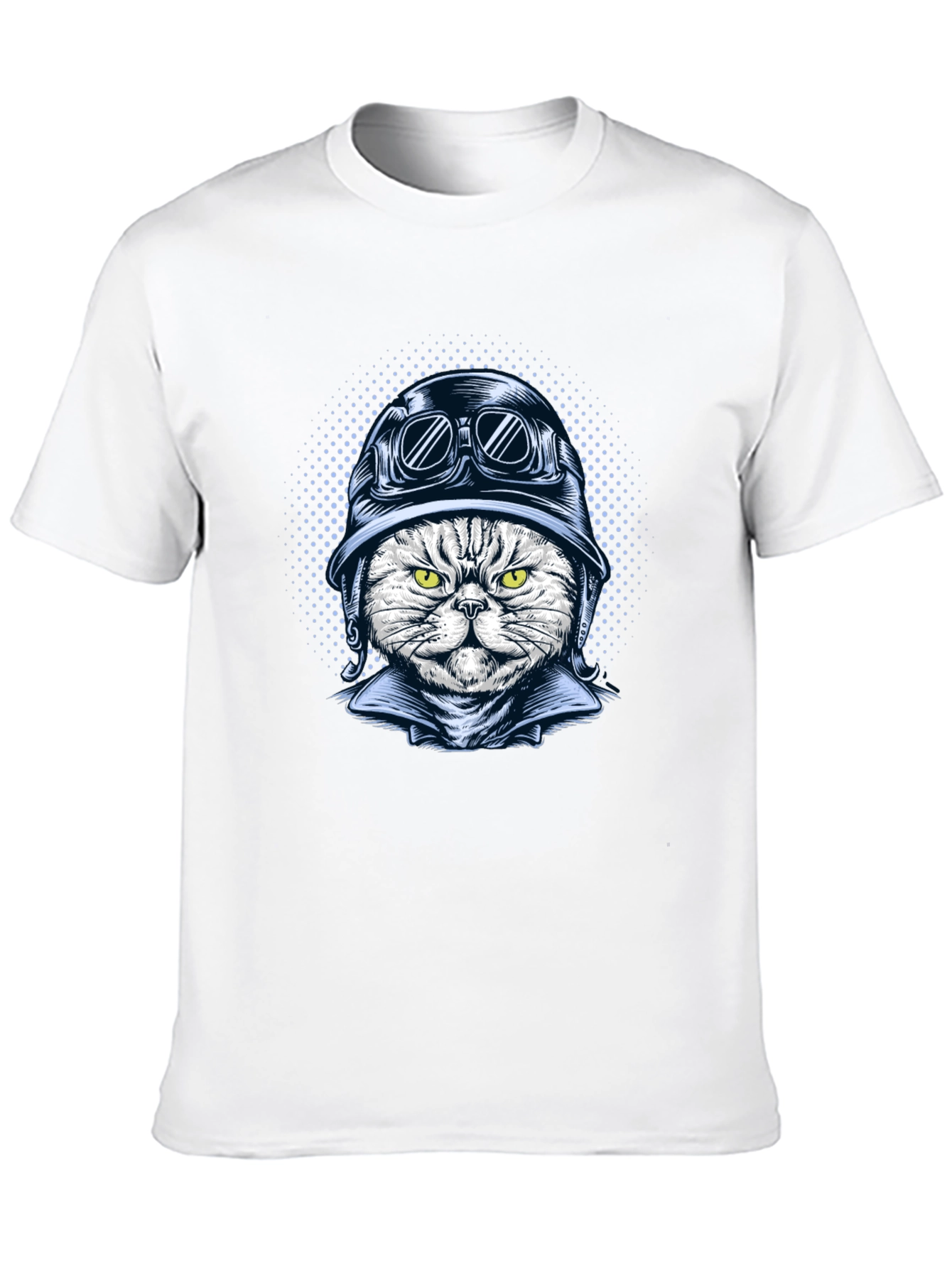 Black Cool Cat Biker Graphic T-Shirt - Black Cotton Tee view 10