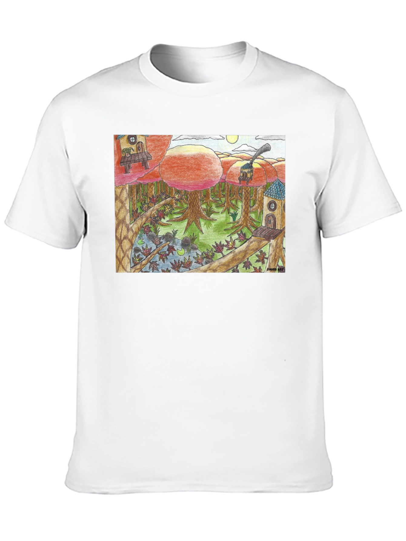 Black Whimsical Forest T-Shirt - Unique Graphic Tee view 10
