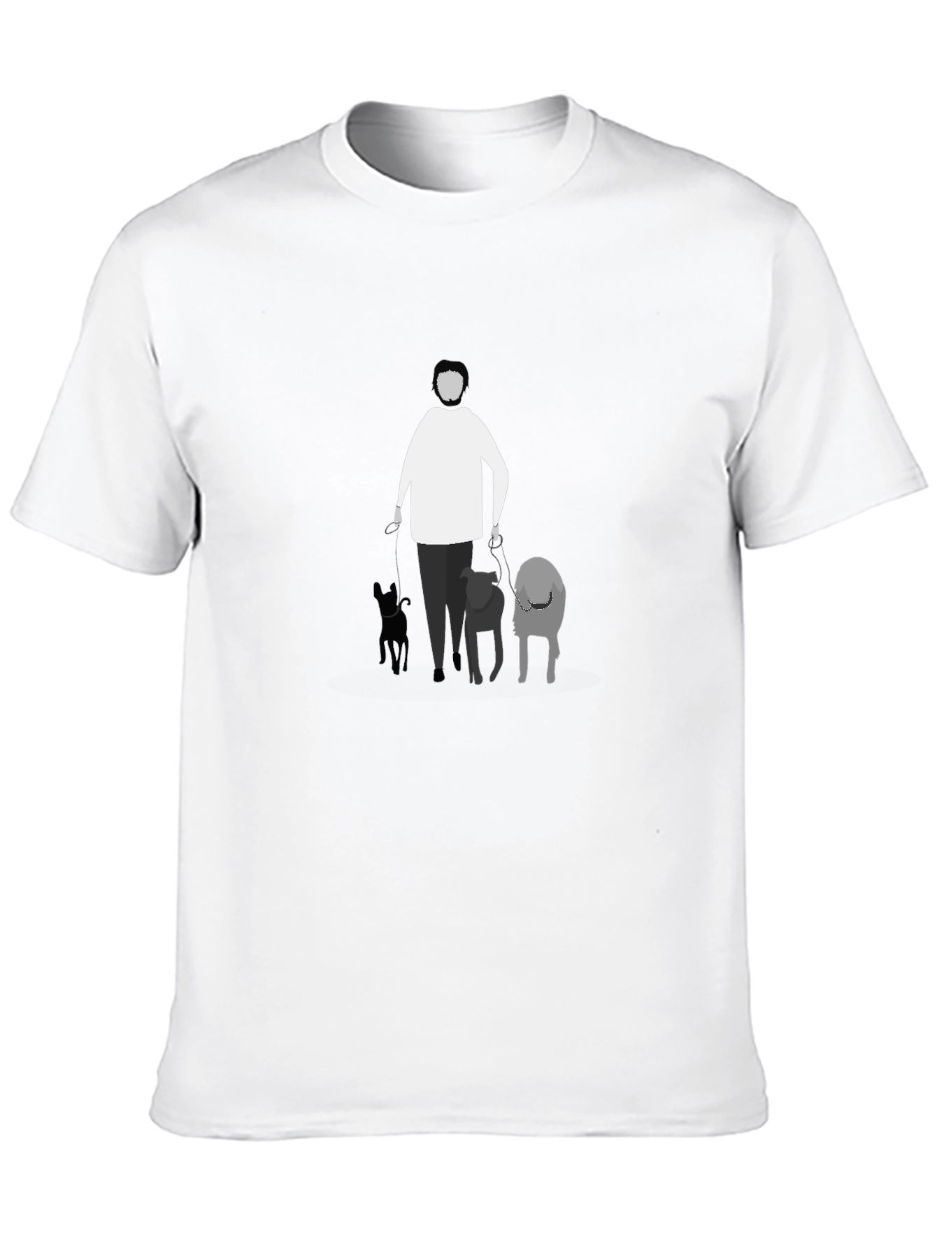 Black Man's Walking Dogs Graphic Tee Shirt - Black view 10