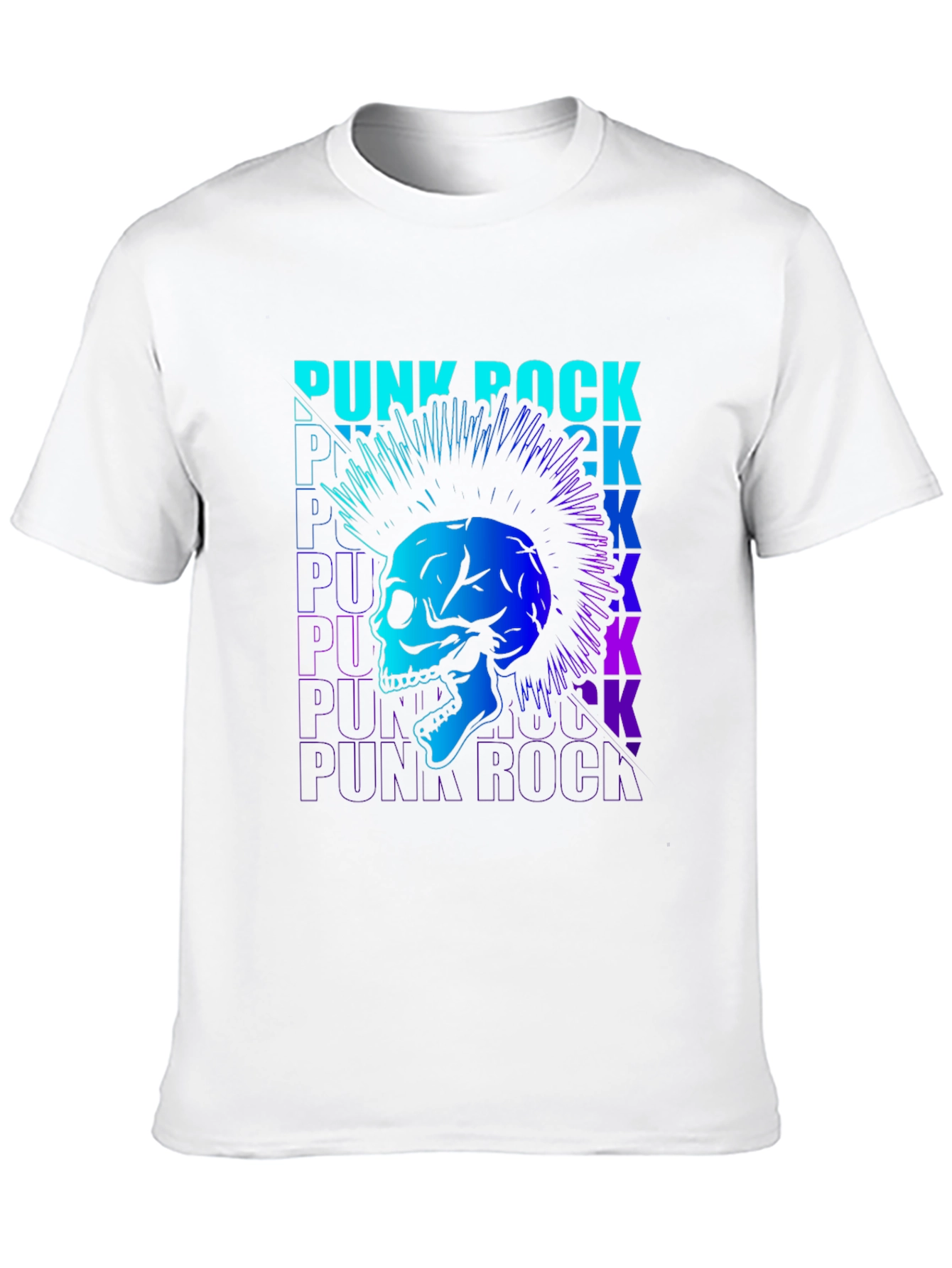 Black Punk Rock Skull Graphic T-Shirt view 10