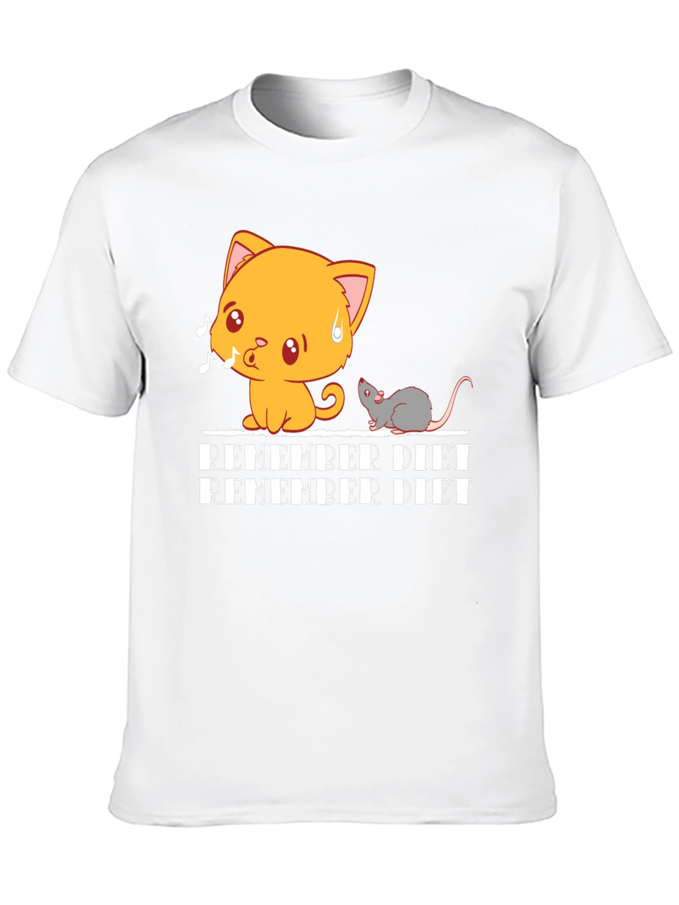 Black Remember Diet T-Shirt - Cute Cat & Mouse Design view 10