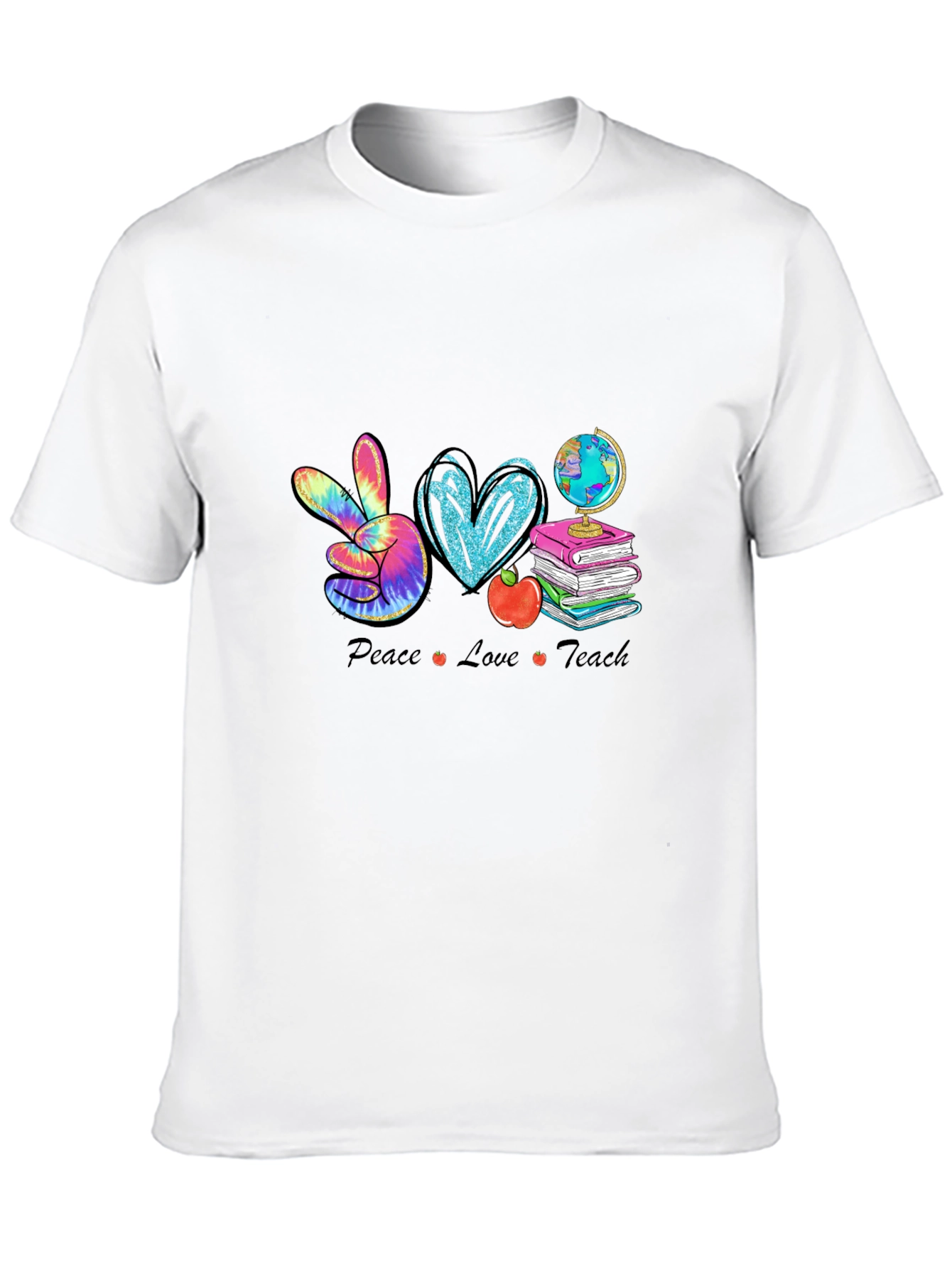 Black Peace Love Teach Graphic Tee view 10