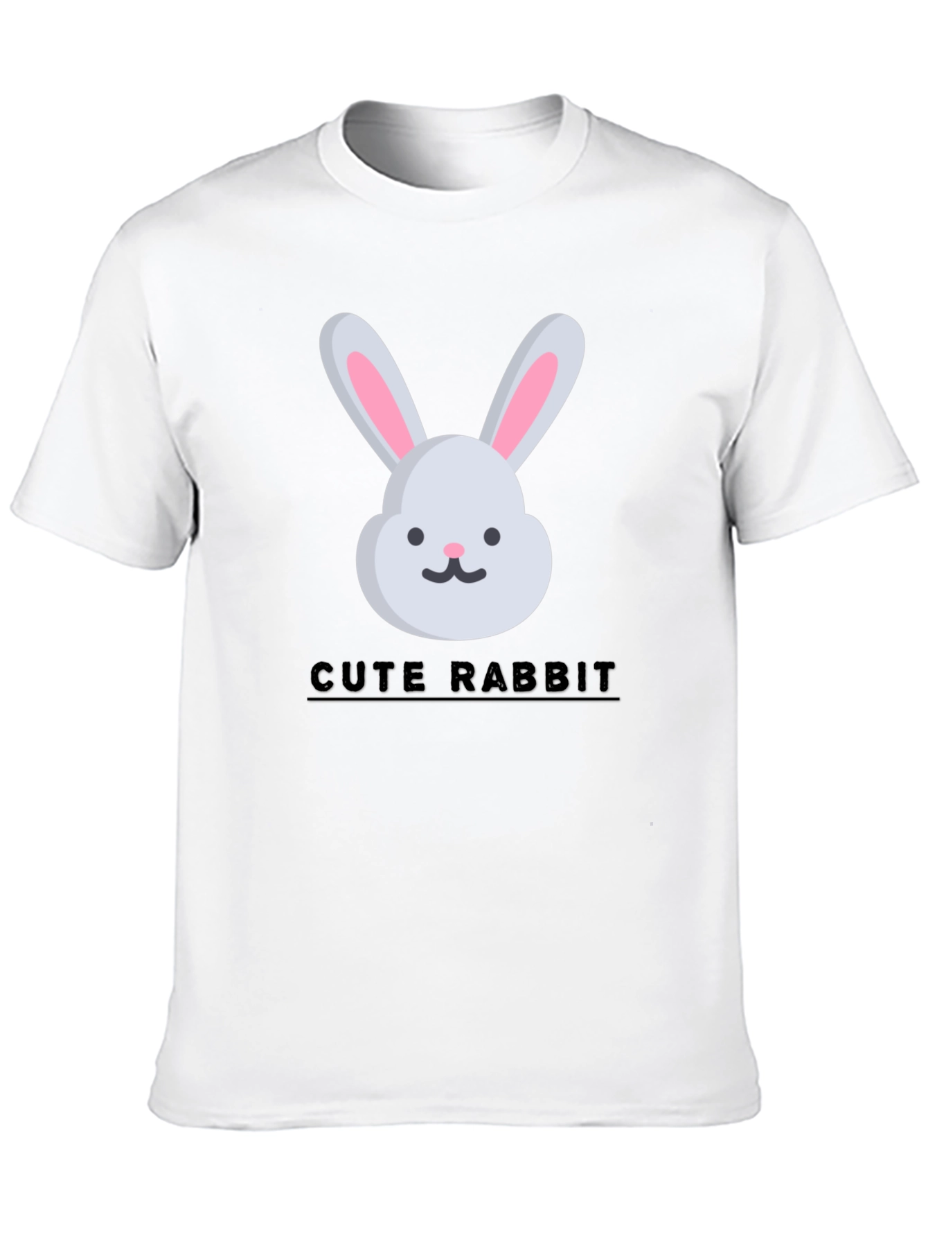 Black Cute Rabbit Graphic Tee - Trendy Unisex T-Shirt view 10