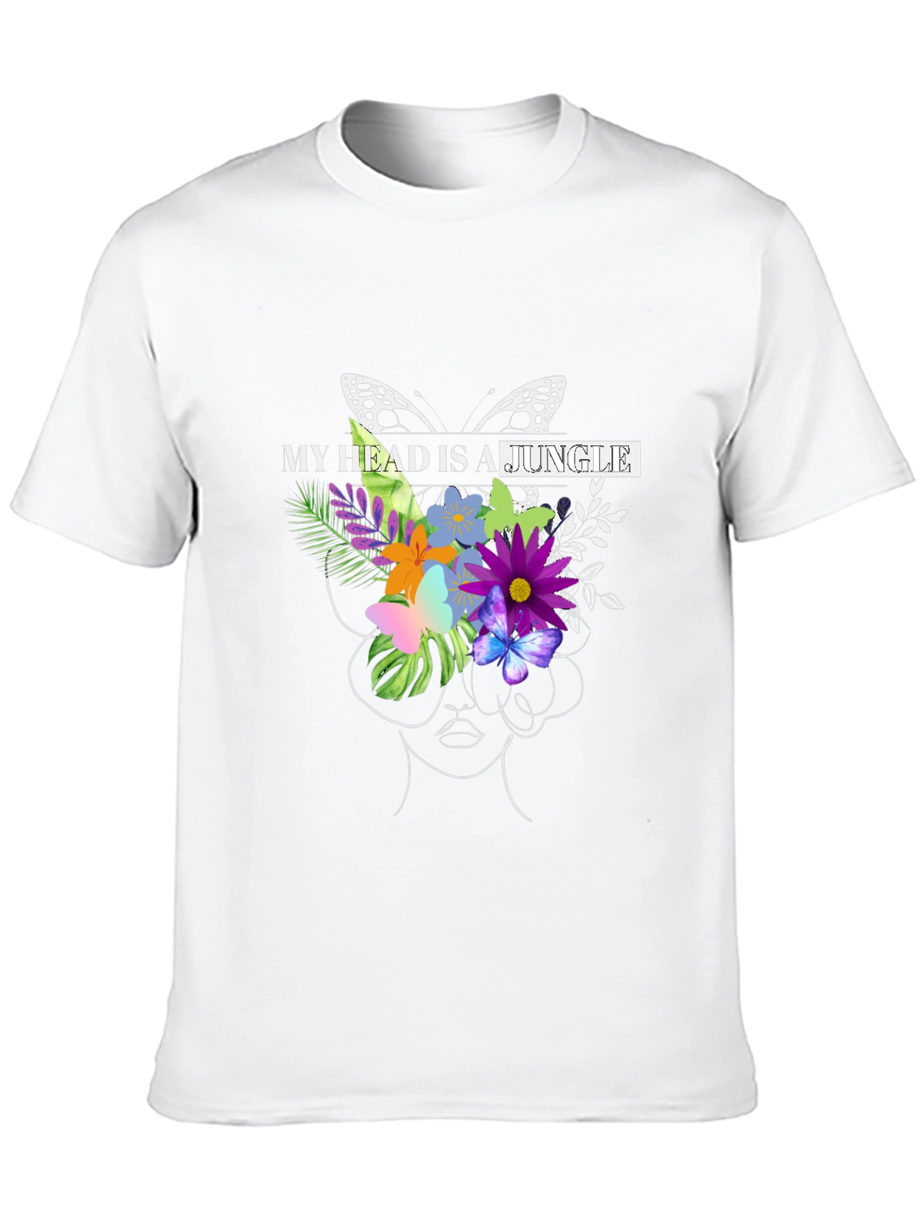 Black Jungle Mind T-Shirt - Floral Butterfly Graphic Tee view 10