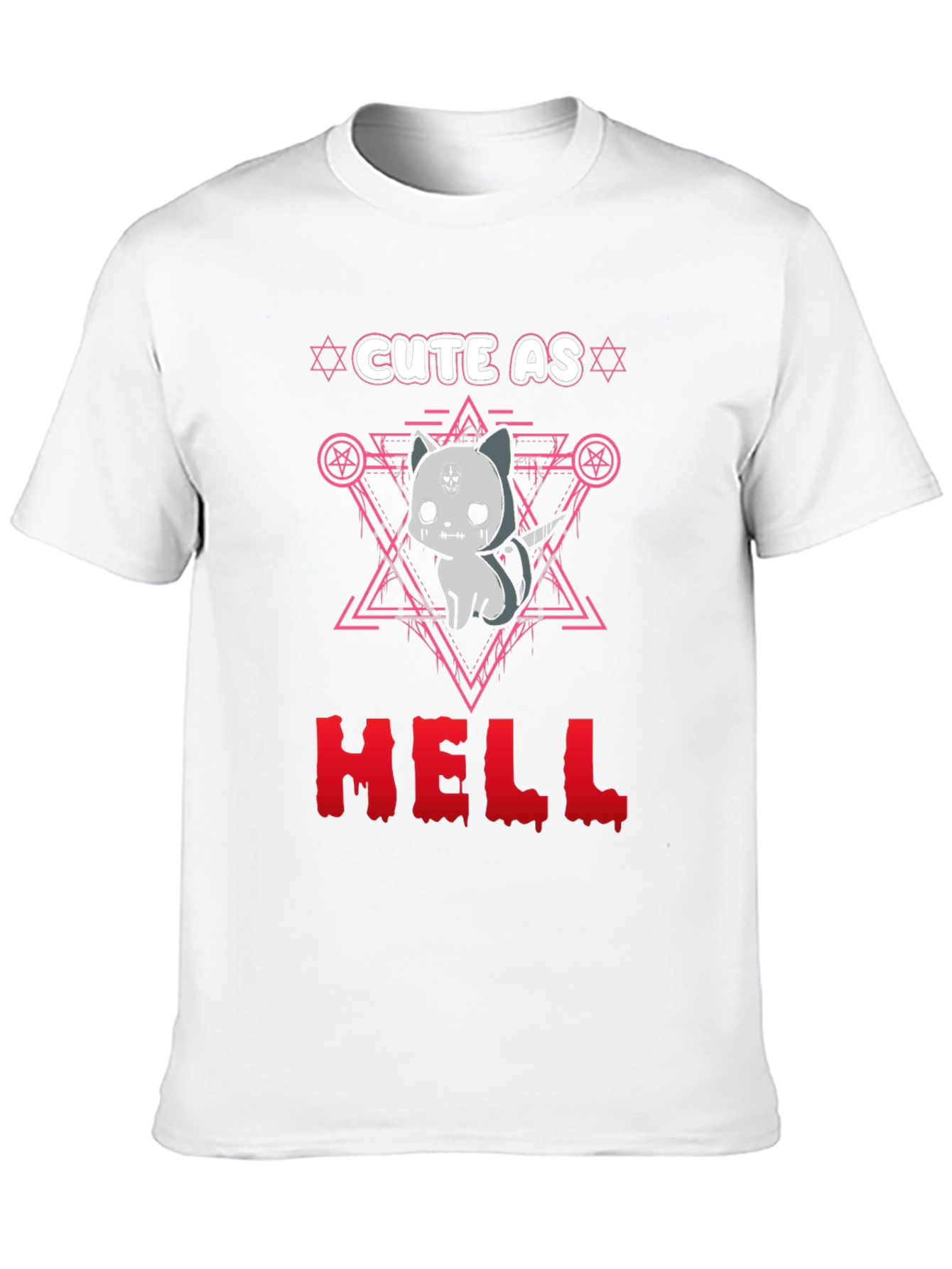 Black Cute as Hell T-Shirt Gothic Satanic Cat view 10