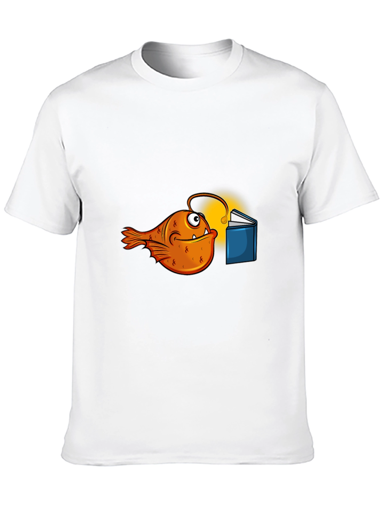 Black Anglerfish Reading Book Graphic T-Shirt view 10