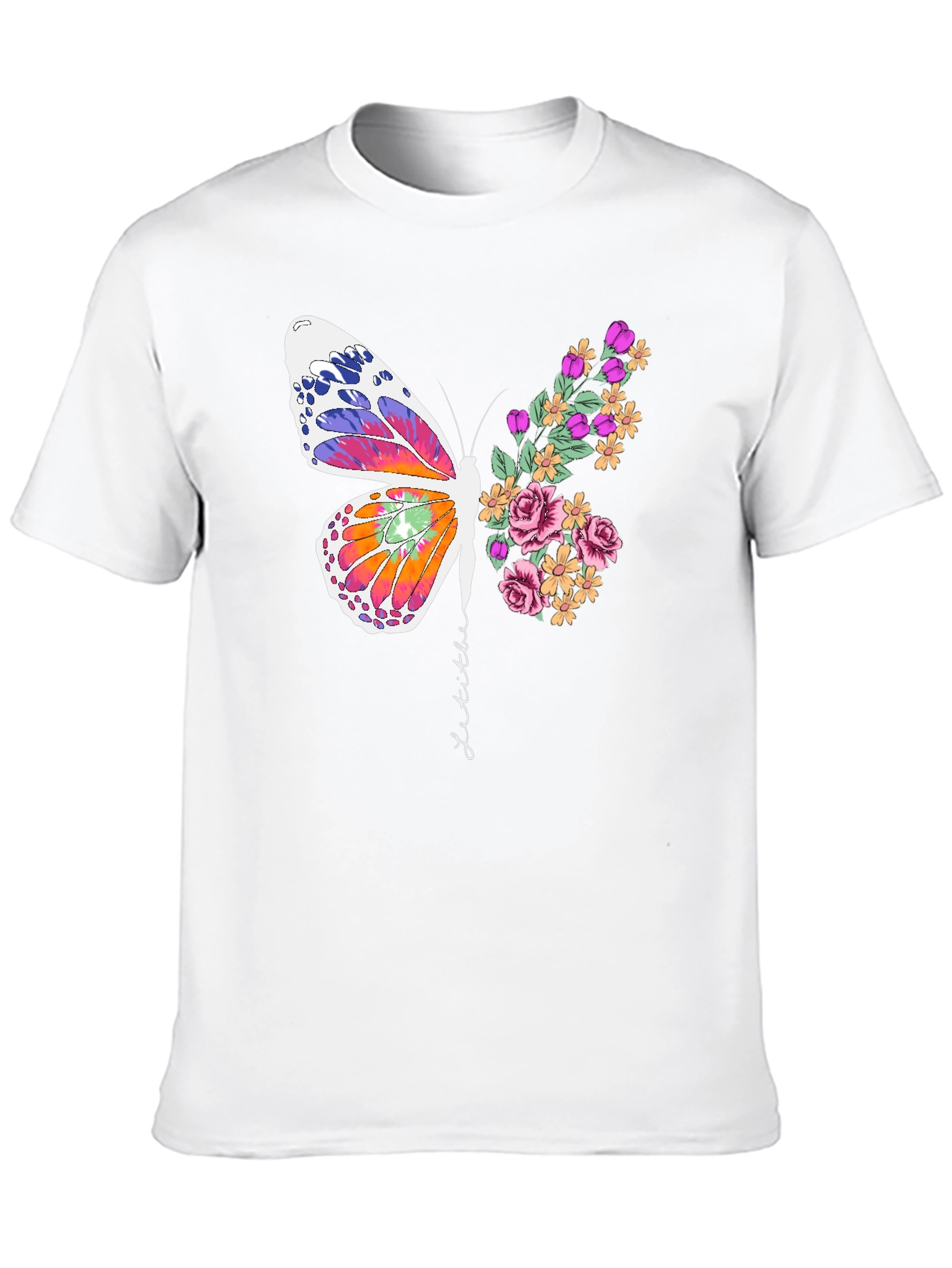 Black Butterfly Floral Graphic Tee - Unisex Cotton Blend view 10