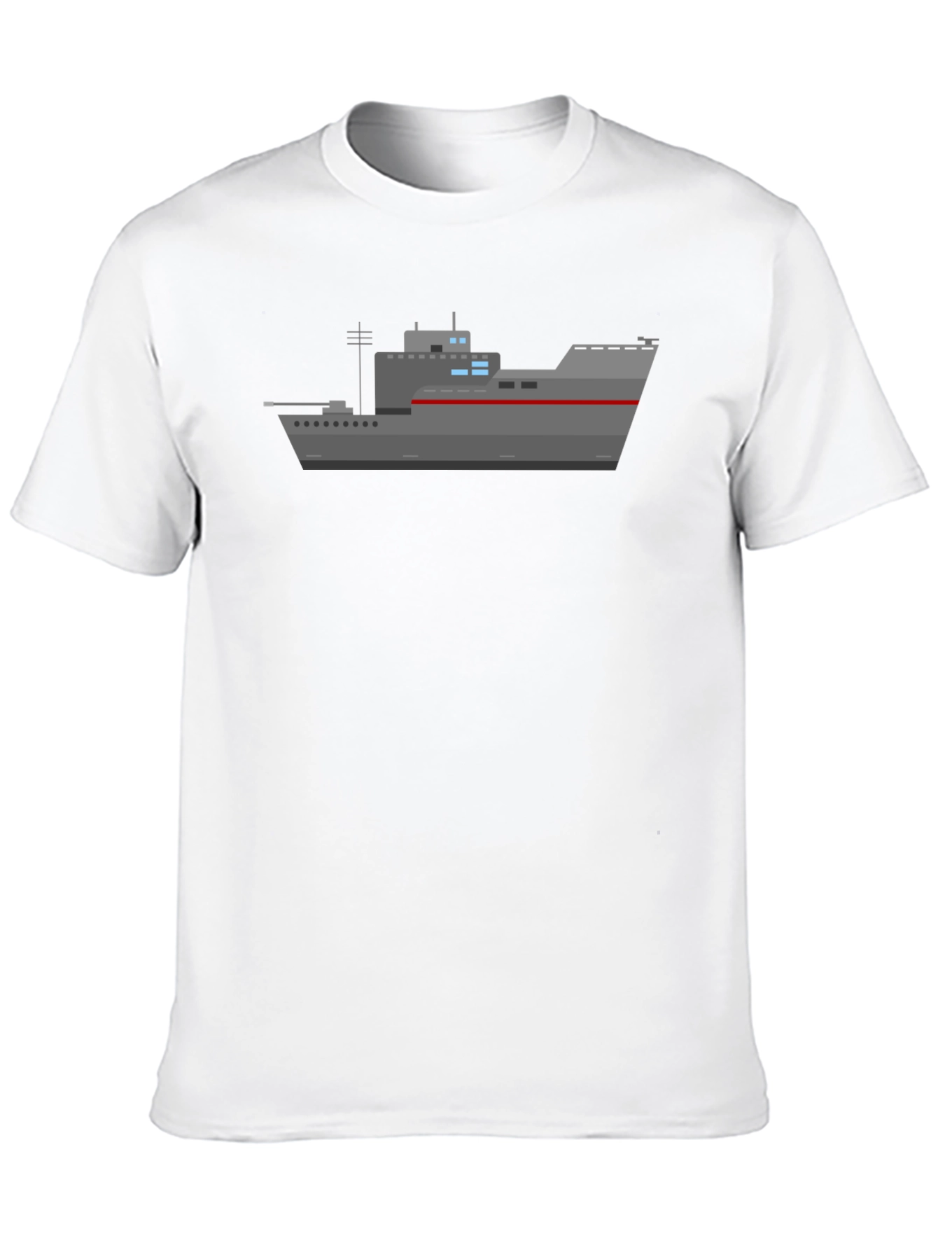 Black Naval Ship Graphic T-Shirt - Black Crew Neck Tee view 10