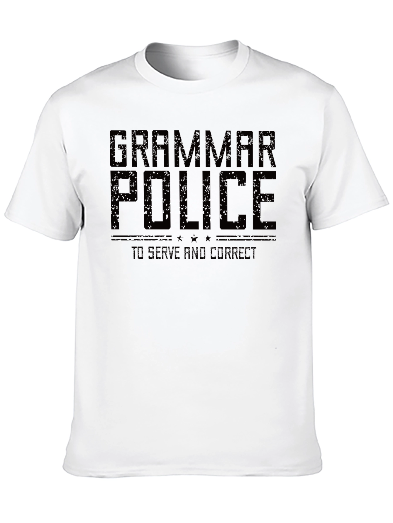 Black Grammar Police T-Shirt - To Serve and Correct view 10