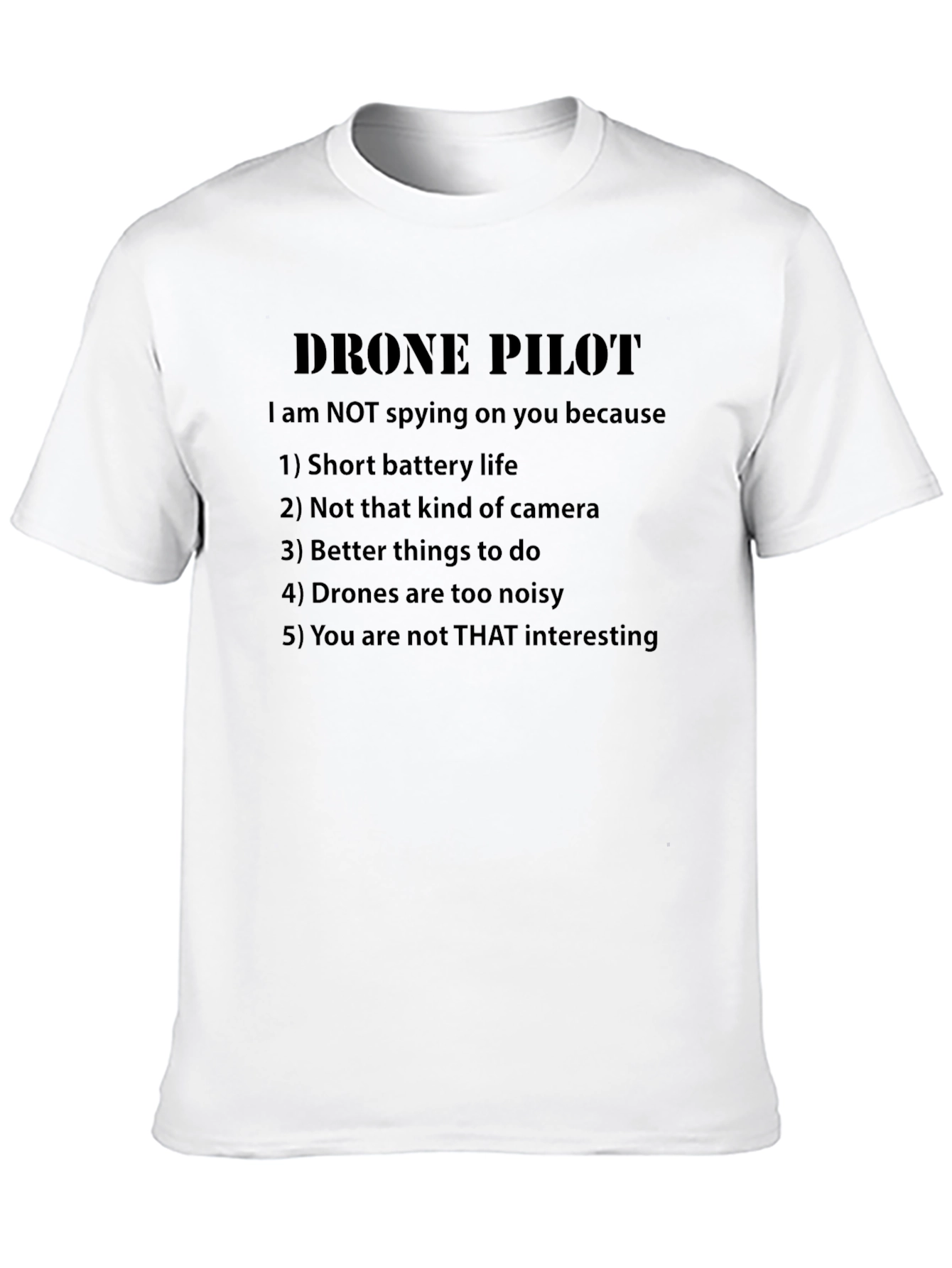 Black Drone Pilot Funny Slogan Graphic T-Shirt view 10