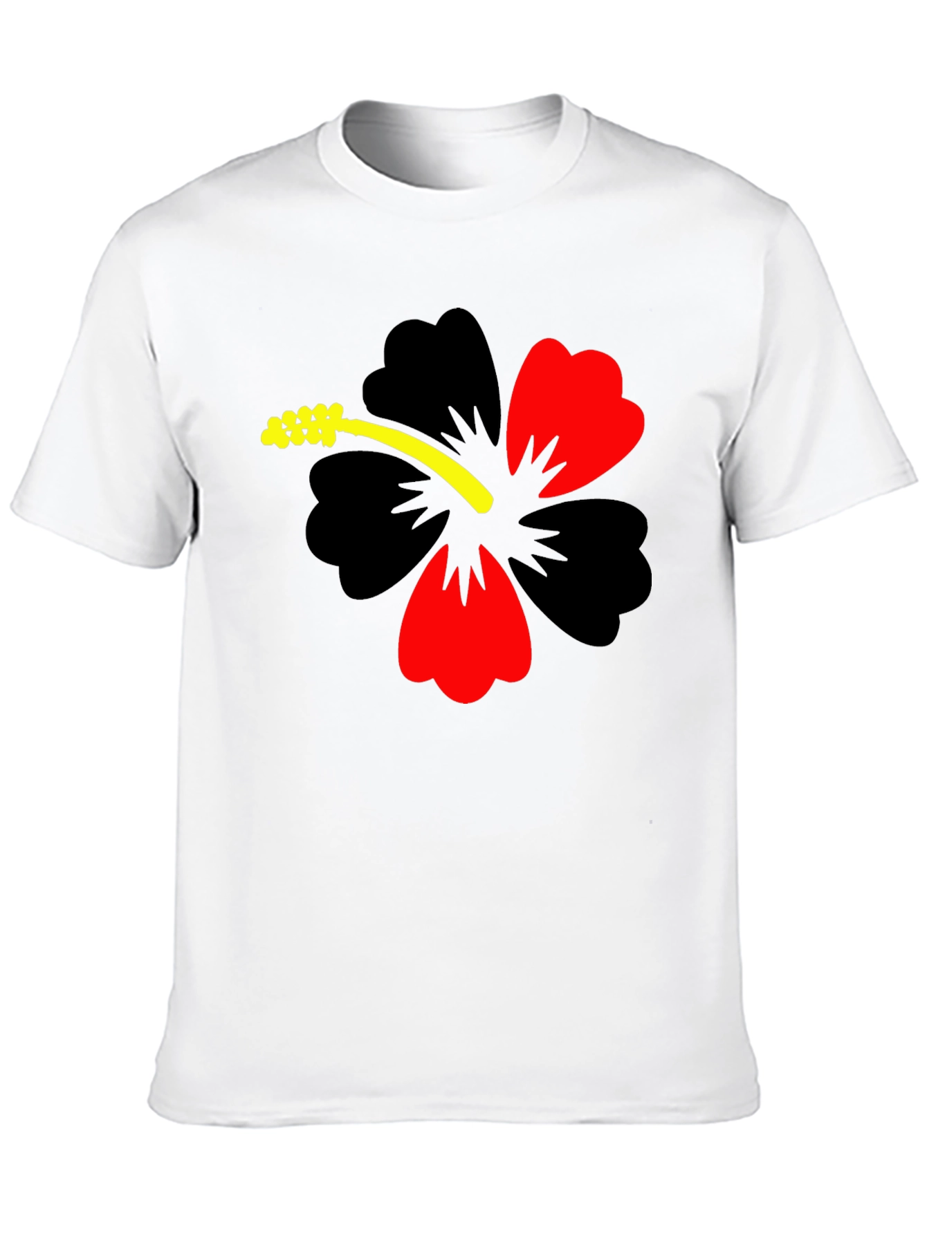 Black Hibiscus Flower Graphic Tee - Casual Black T-Shirt view 10