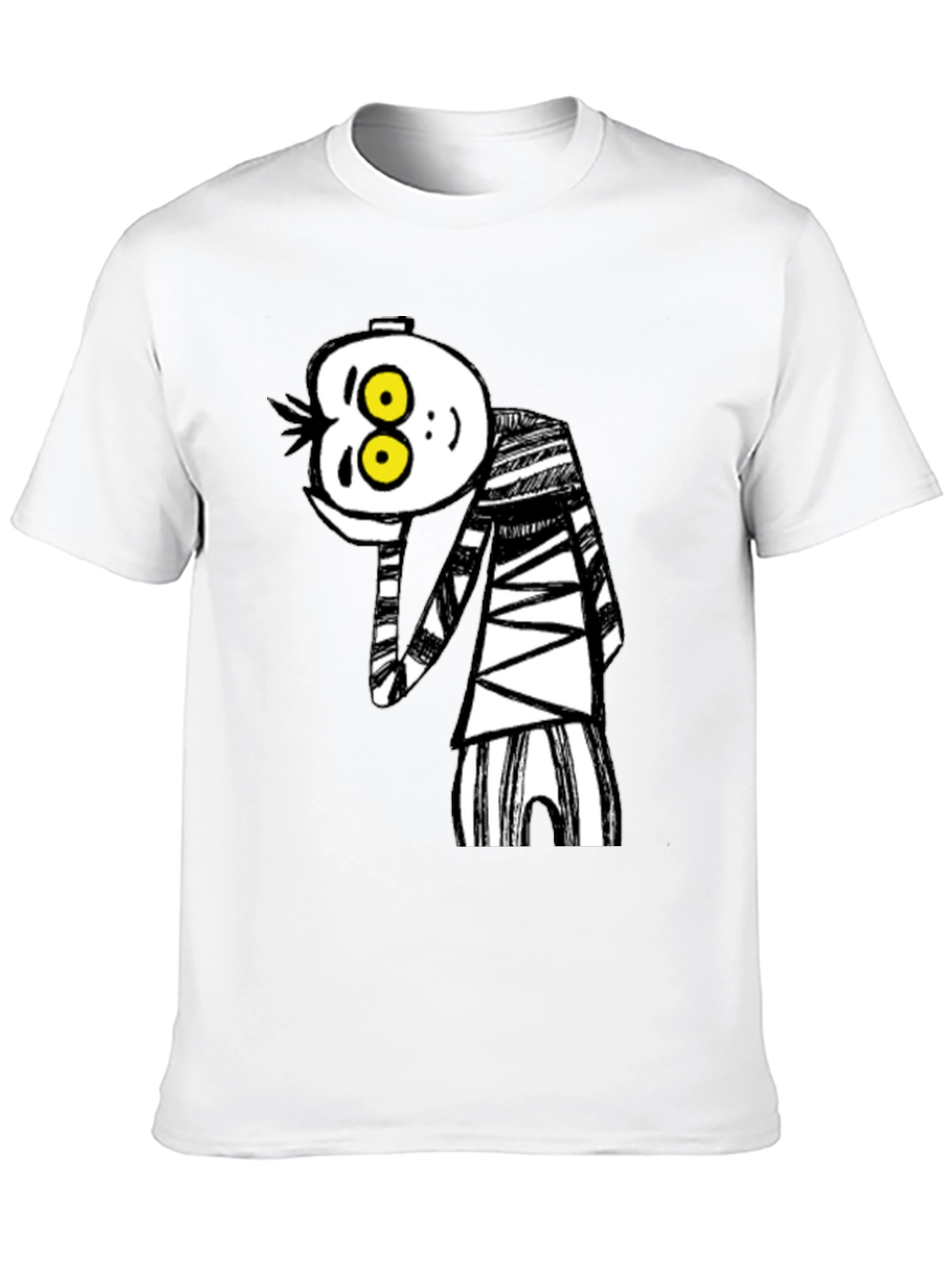 Black Whimsical Cartoon Character Graphic T-Shirt view 10