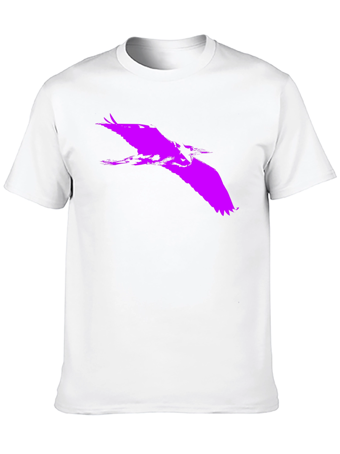 Black Bold Purple Heron Silhouette on Black Tee view 10