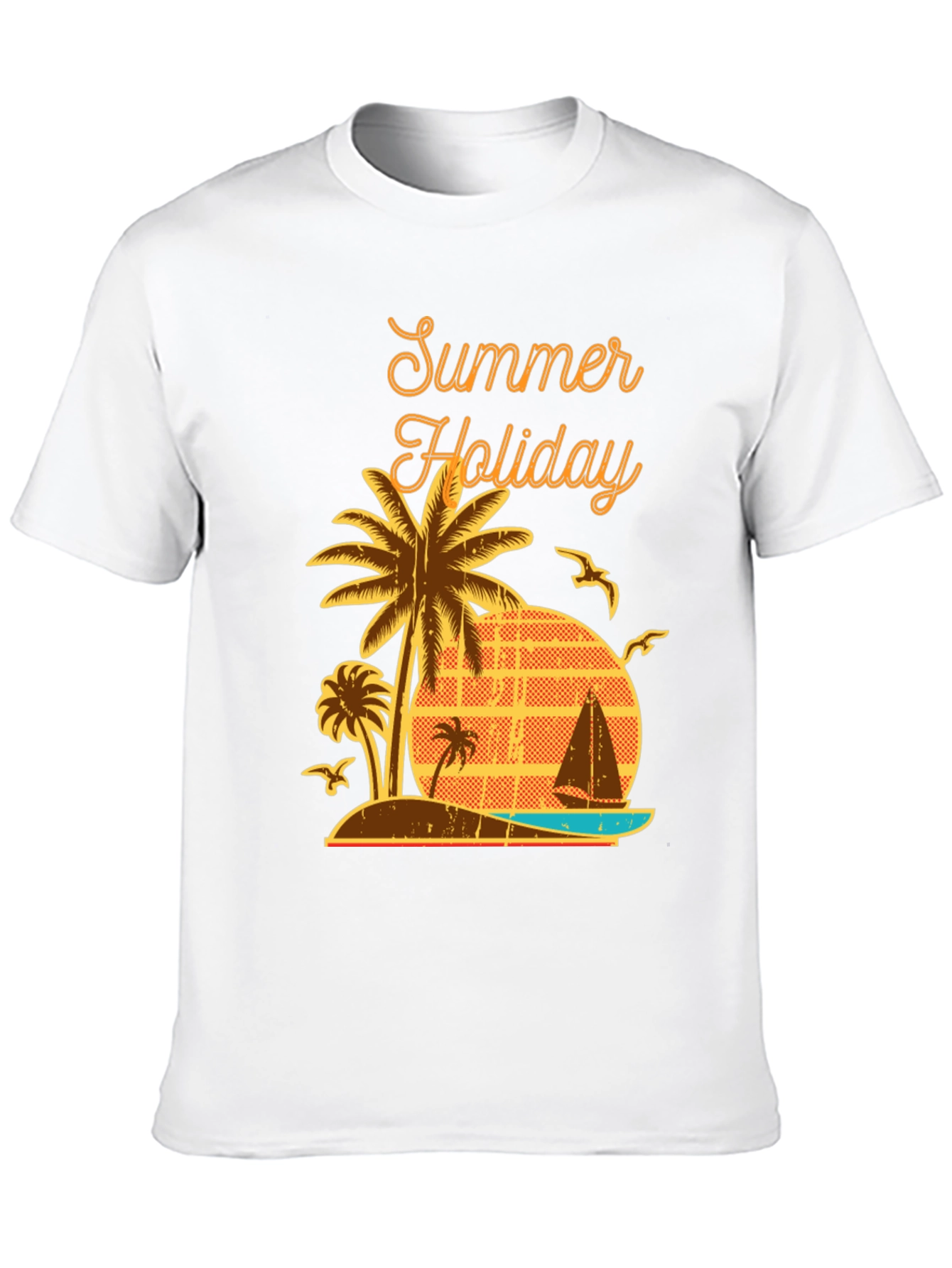 Black Summer Holiday Graphic T-Shirt - Palm Tree Beach Design view 10