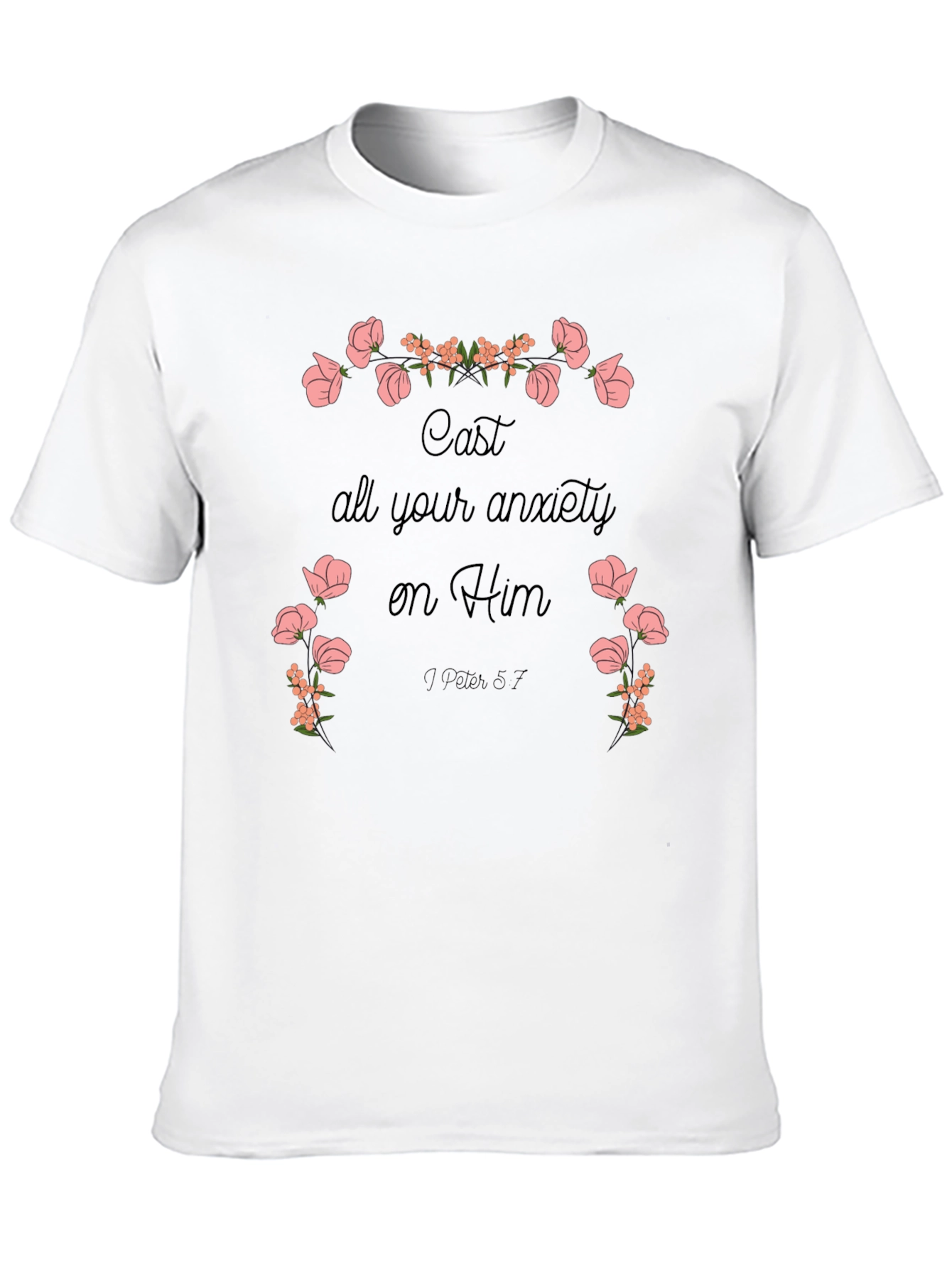 Black Floral Scripture T-Shirt - Cast Your Anxiety view 10
