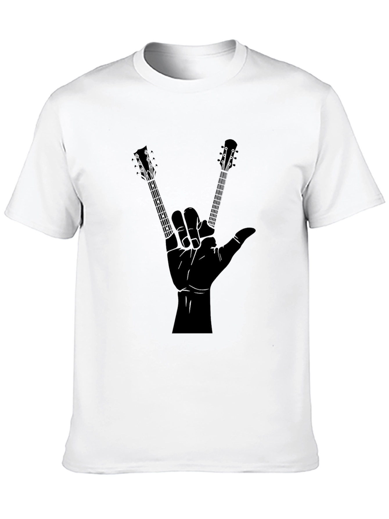 Black Rock On Guitar Hand T-Shirt - Music Lover Tee view 10