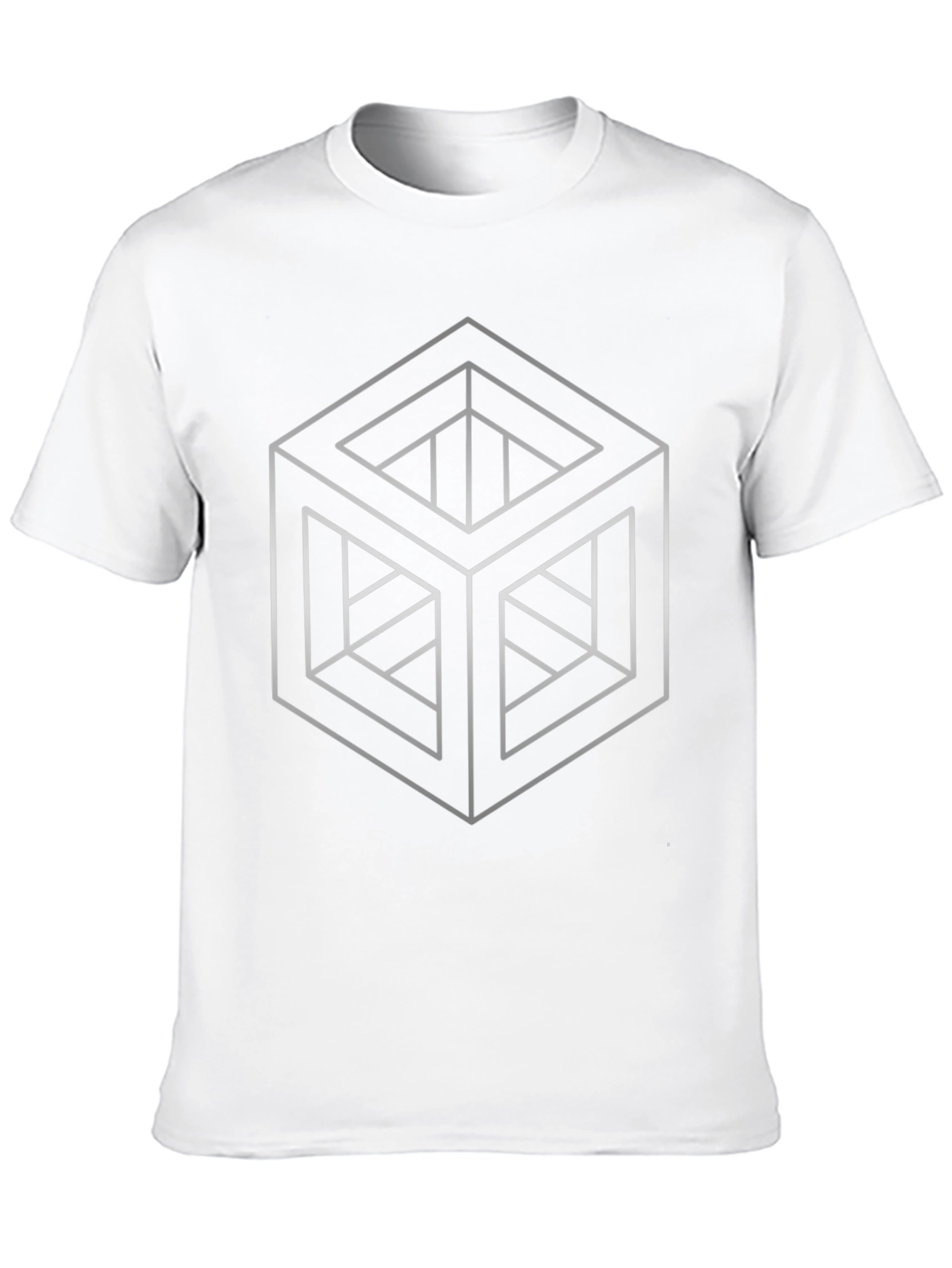 Black Impossible Cube Graphic Tee - Optical Illusion Black Shirt view 10