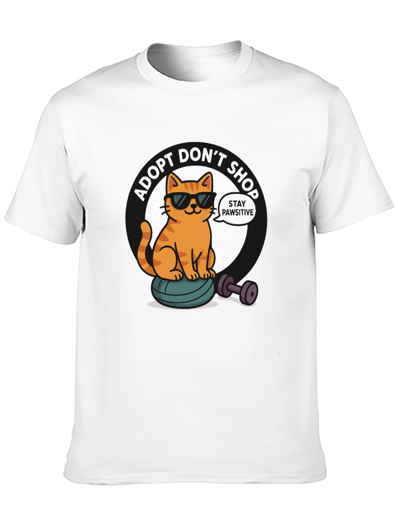 Black Cool Cat Gym T-Shirt - Funny Workout Tee view 10