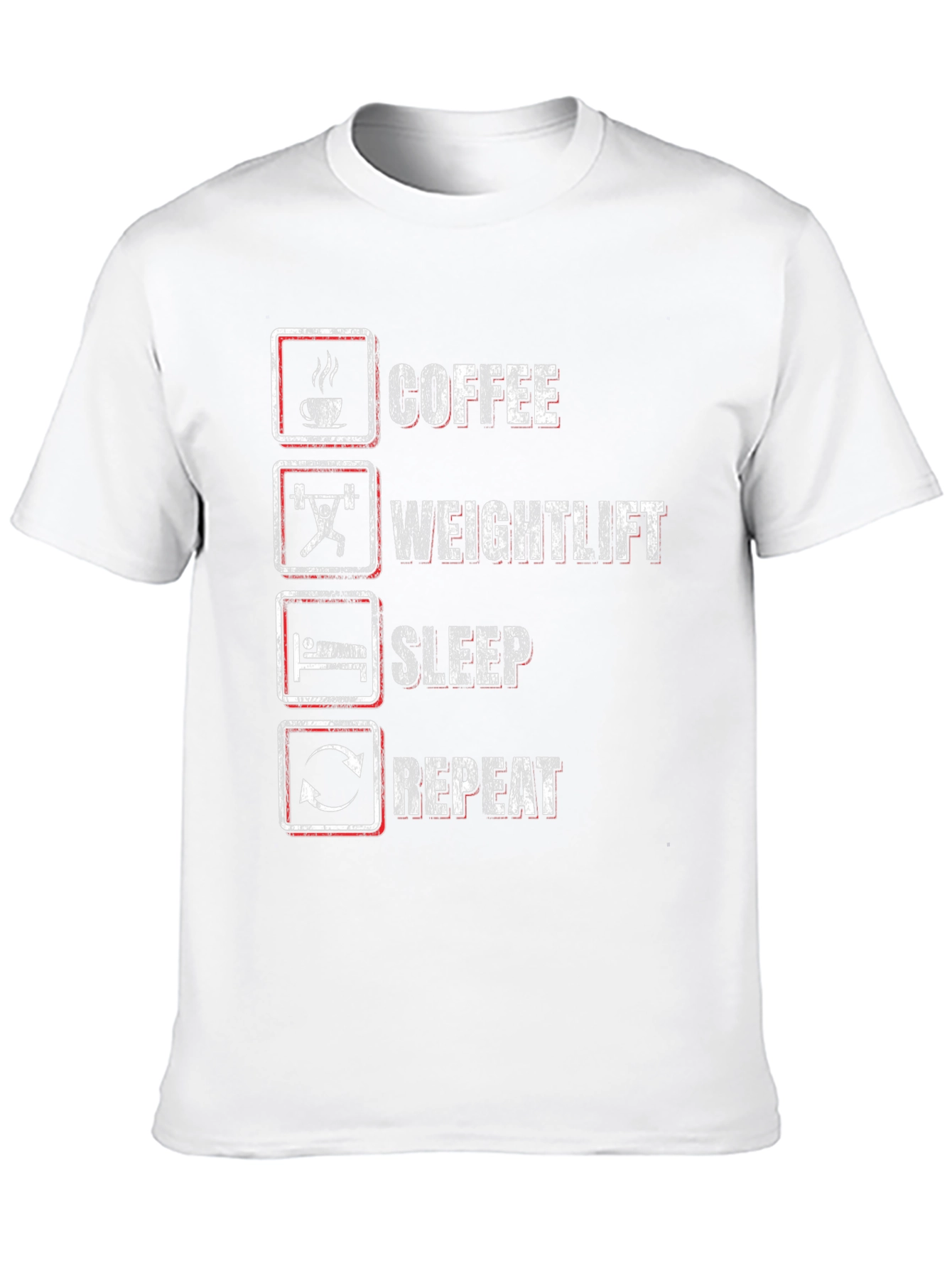 Black Coffee, Weightlift, Sleep, Repeat Black T-Shirt view 10