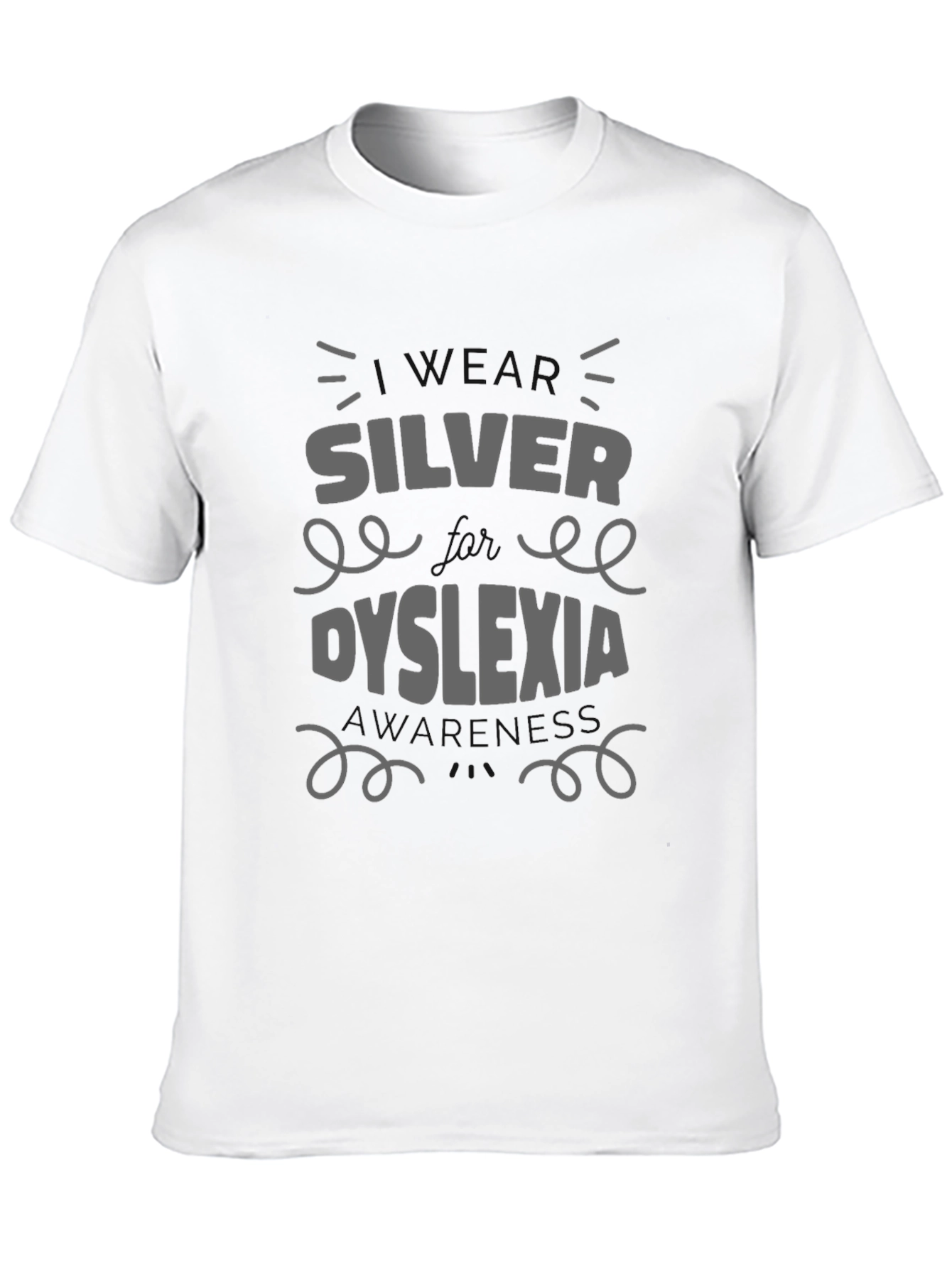 Black Silver and Dyslexia Awareness T-Shirt view 10