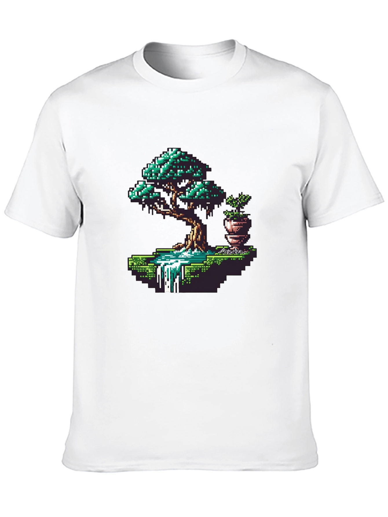 Black Pixel Art Bonsai Tree Graphic Tee view 10