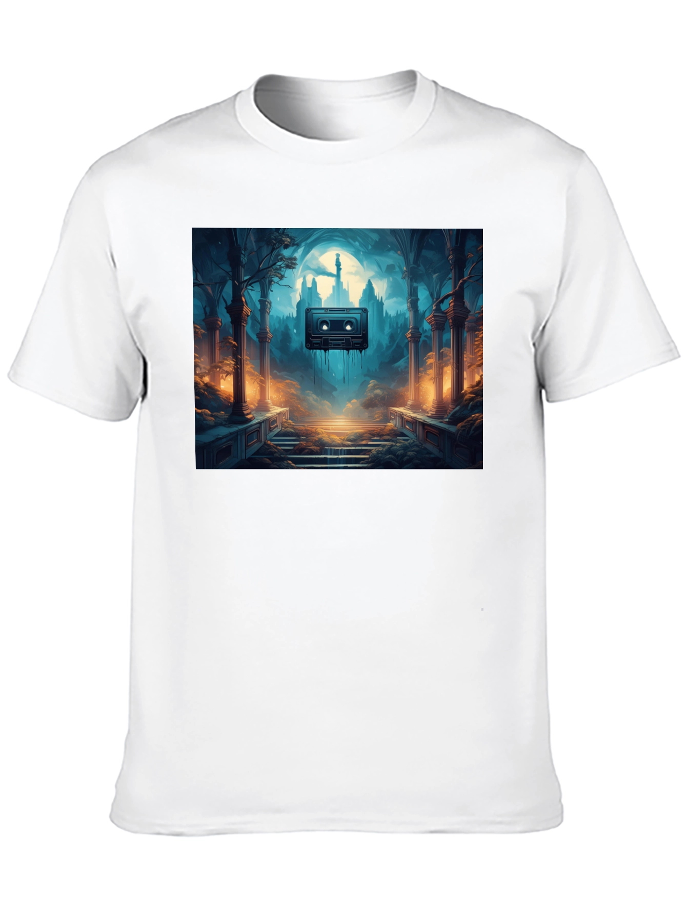 Black Melting Cassette Tape Graphic Black T-Shirt view 10