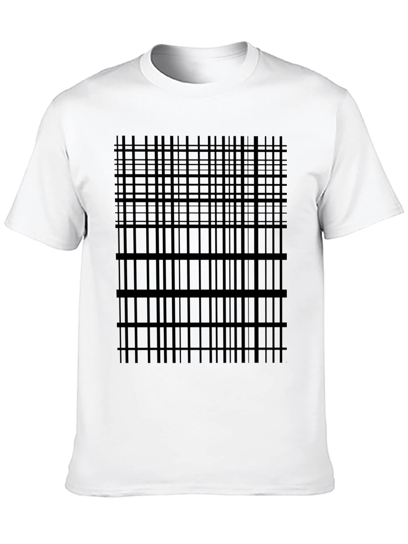 Black Geometric Grid Tee - Modern Black T-Shirt view 10