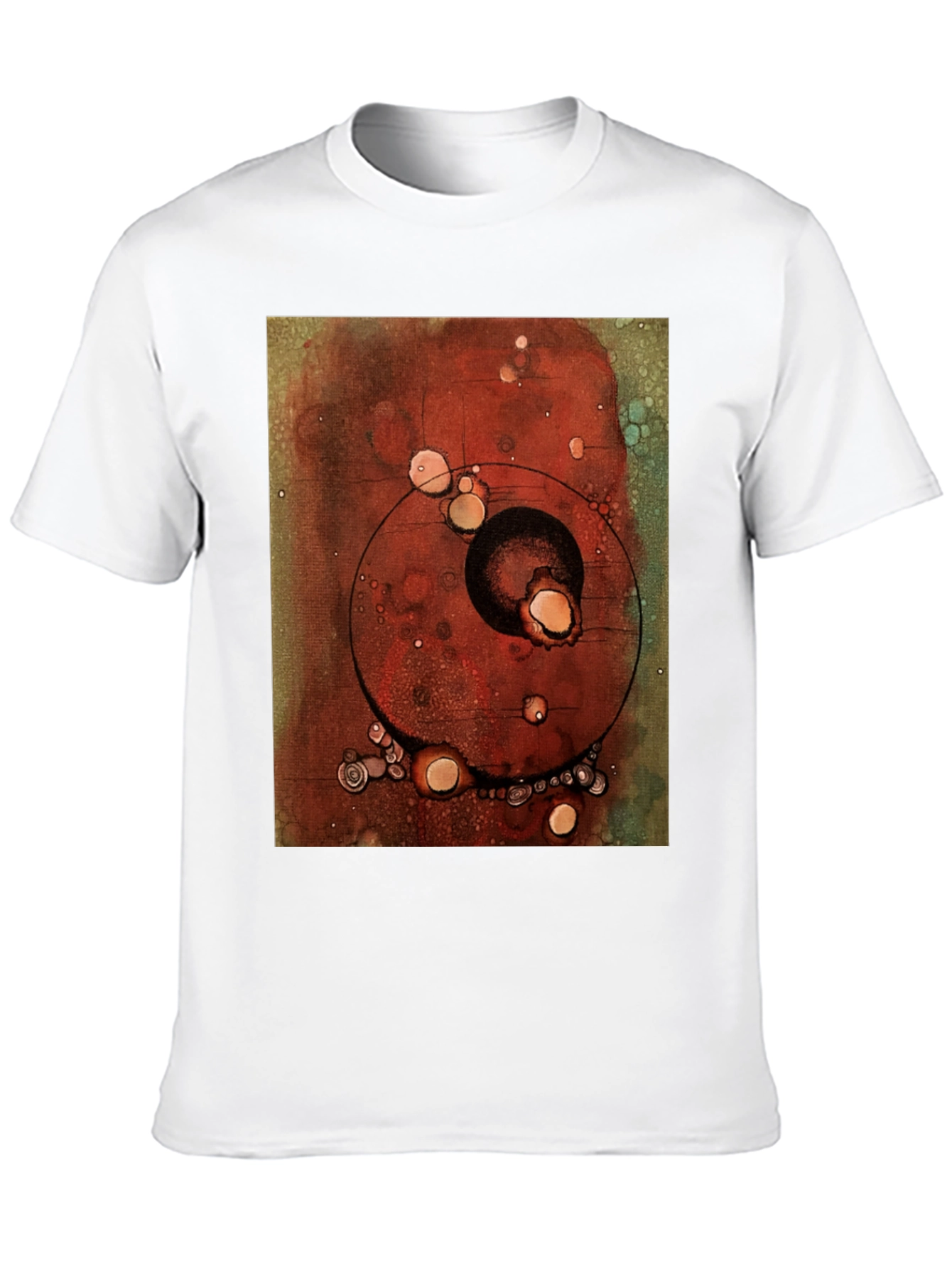 Black Abstract Art Print Black Crew Neck T-Shirt view 10