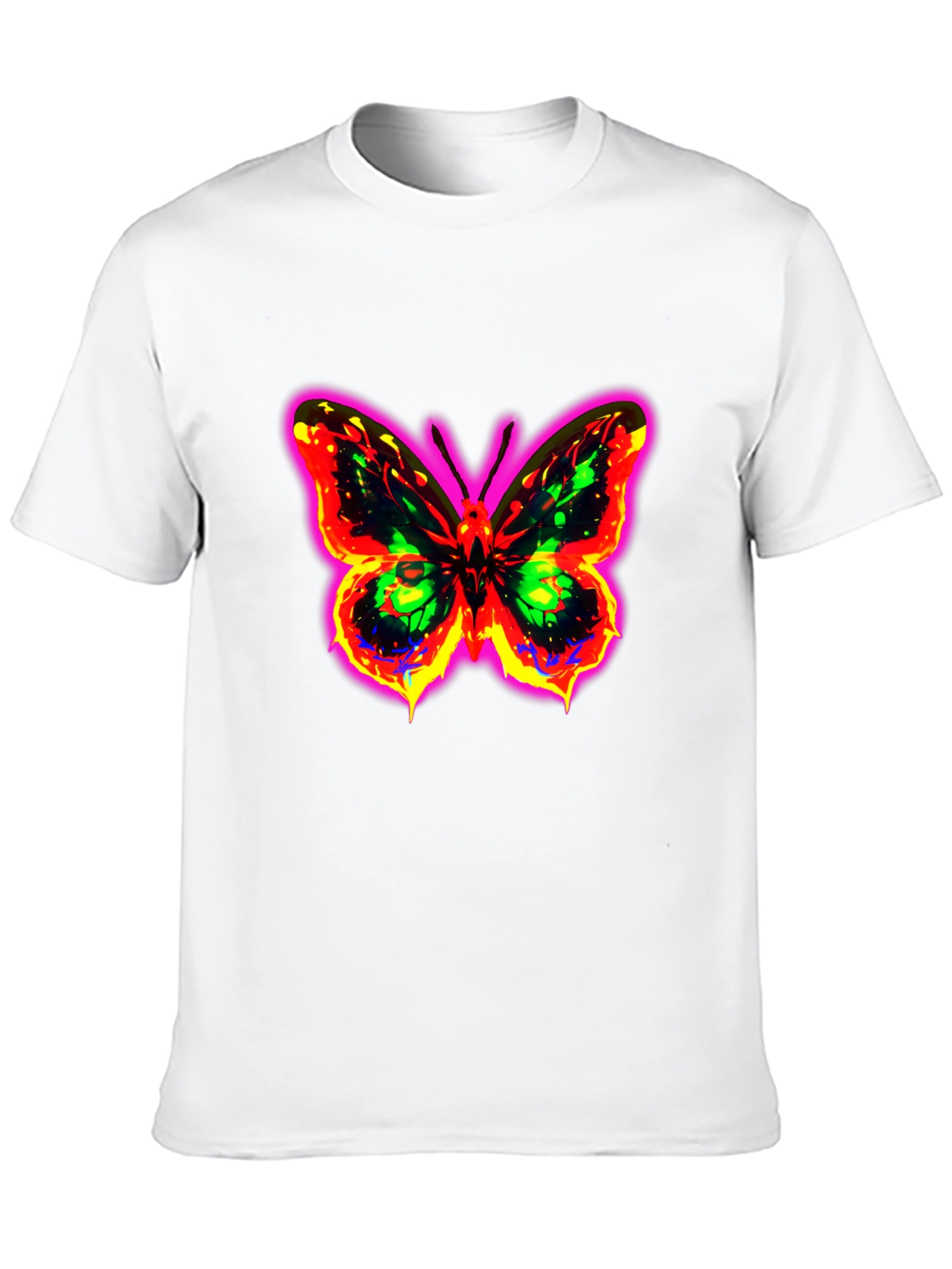 Black Neon Butterfly Graphic Black T-Shirt view 10
