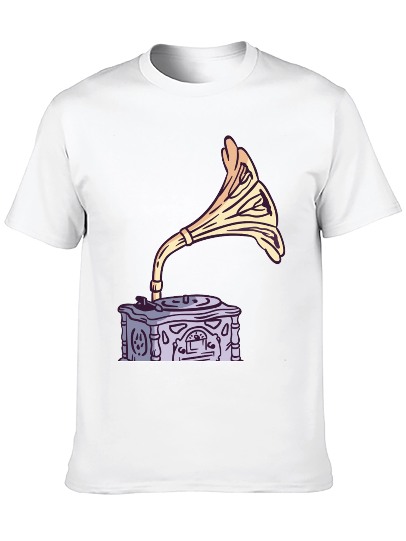 Black Vintage Gramophone Graphic Tee - Retro Music Lover Shirt view 10
