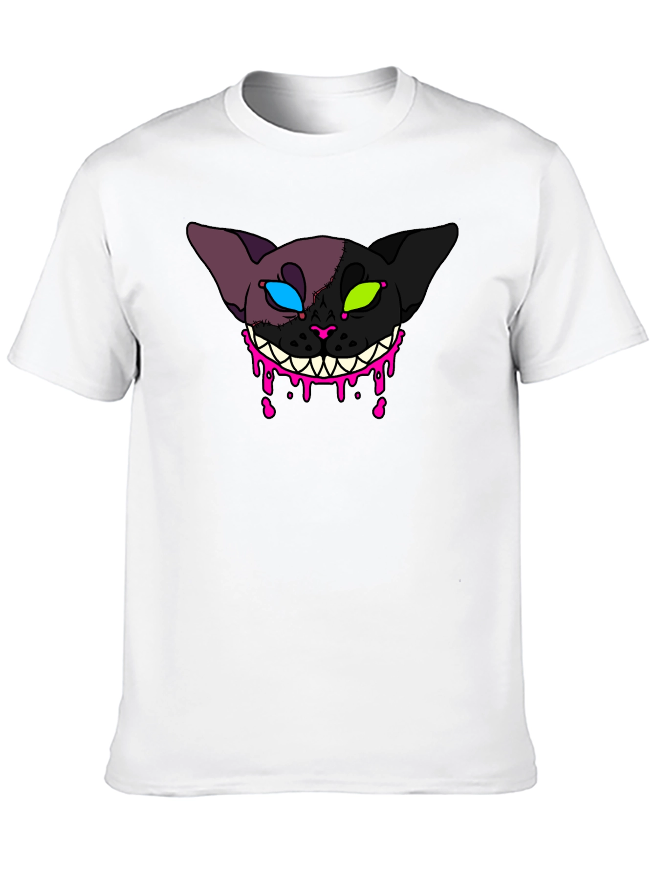 Black Creepy Cat Graphic T-Shirt - Unique Design view 10