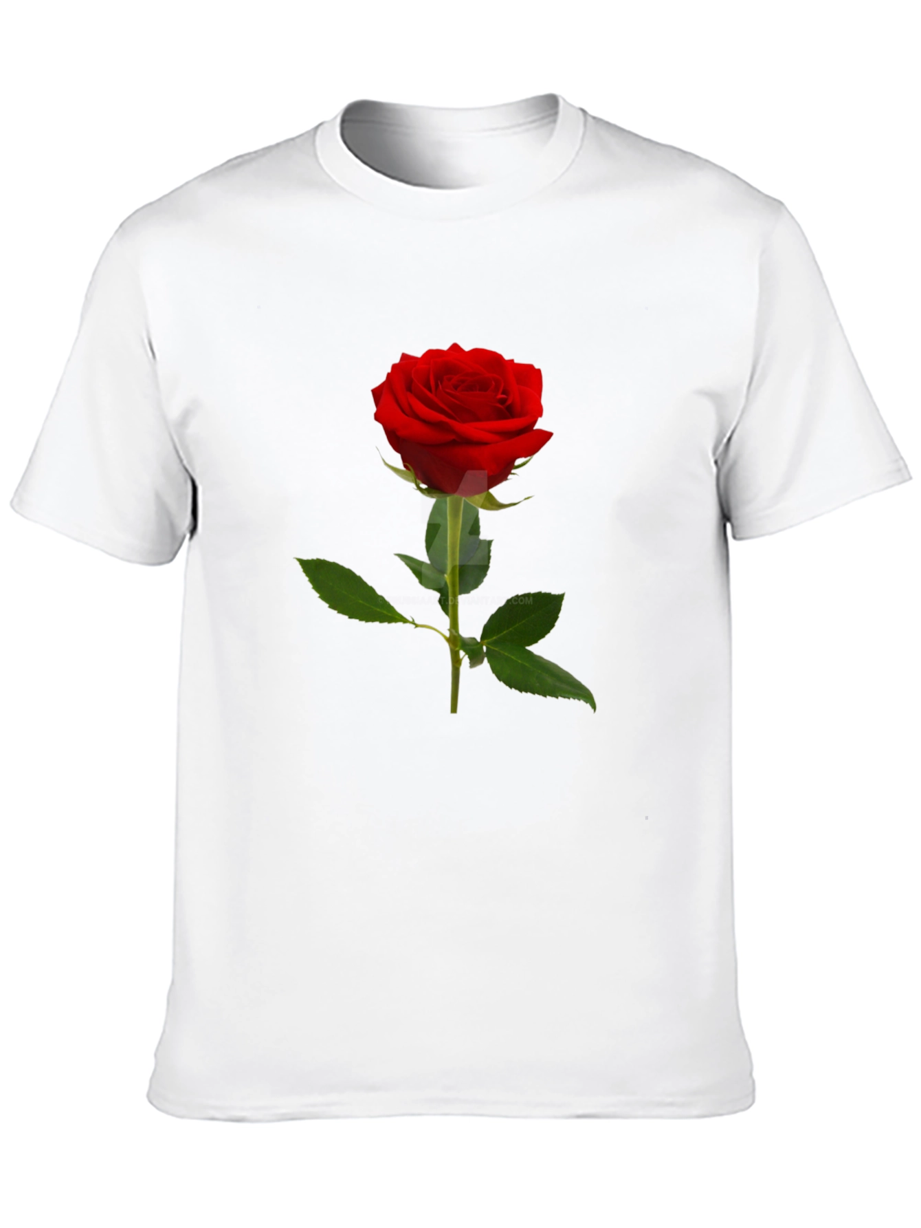 Black Classic Red Rose T-Shirt - Elegant Floral Design view 10