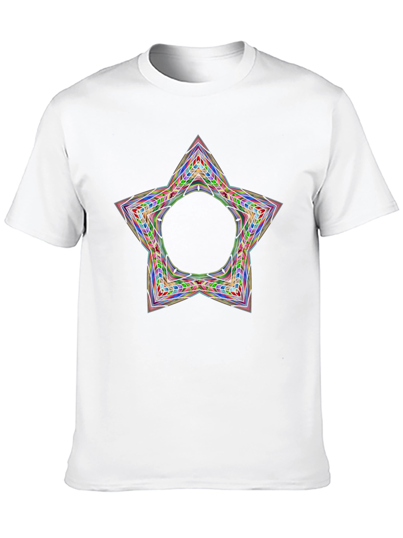 Black Colorful Star Circle Graphic Black T-Shirt view 10