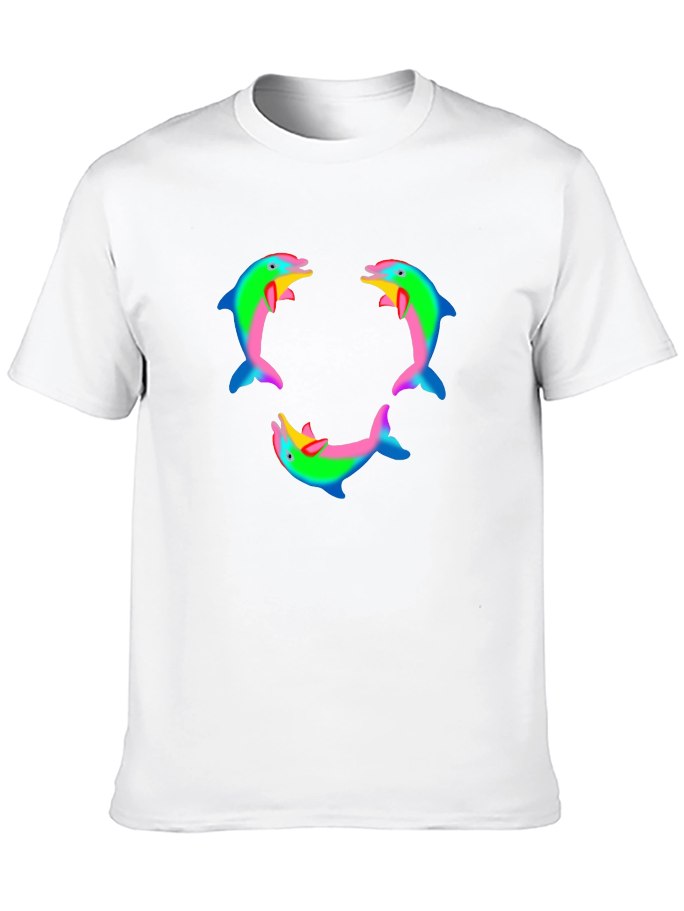 Black Dolphin T-Shirt - Rainbow Pattern view 10