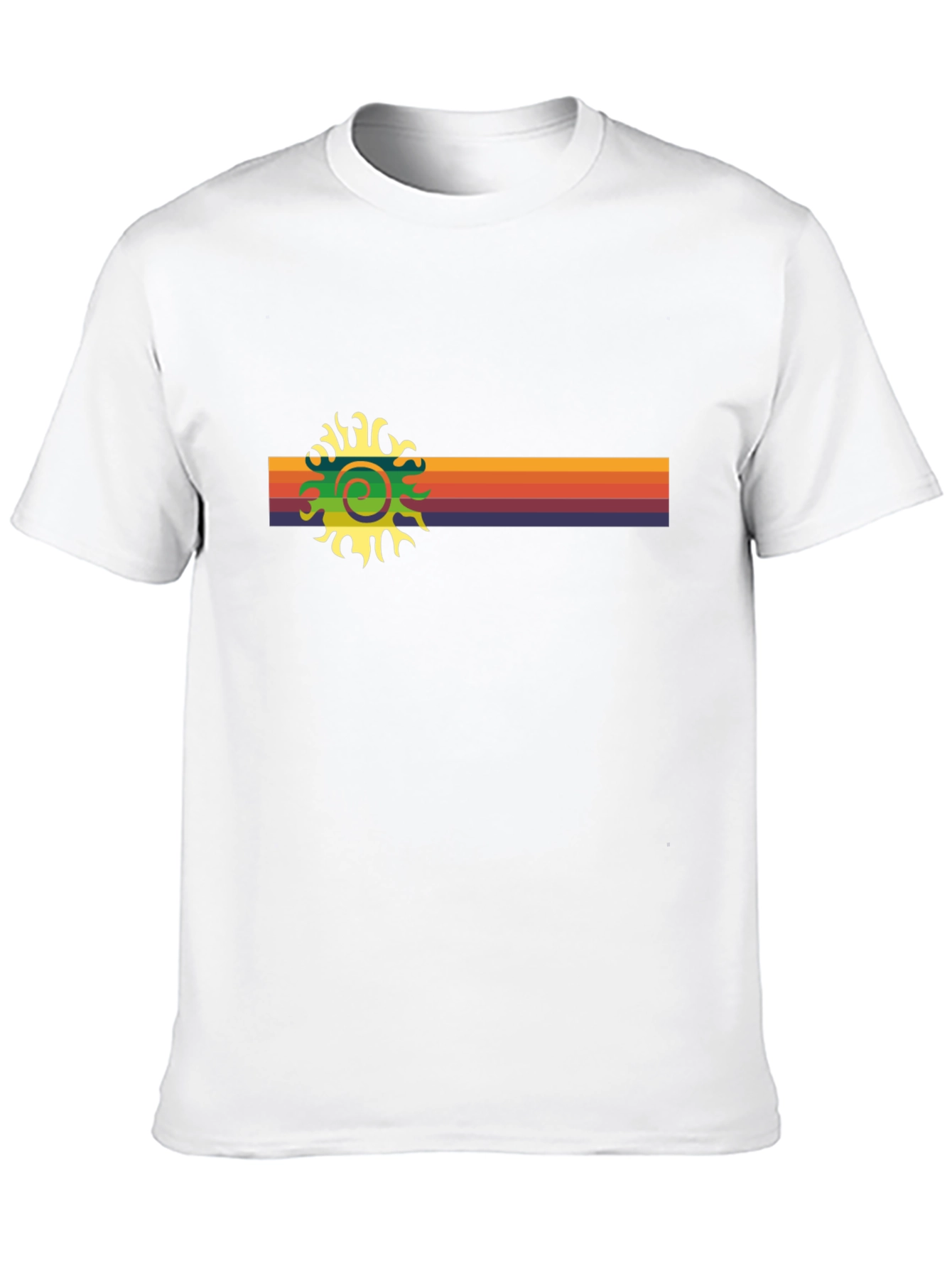 Black Retro Sun T-Shirt - Vintage Stripe Design view 10