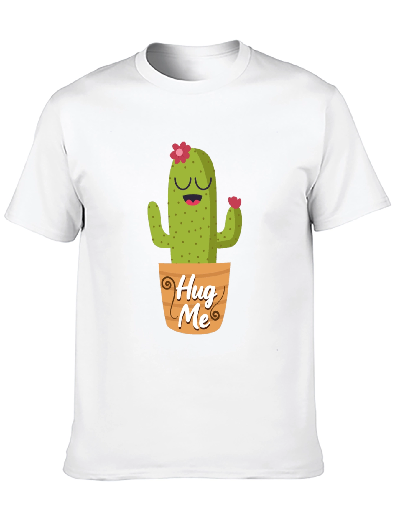 Black Cute Cactus "Hug Me" Graphic T-Shirt view 10
