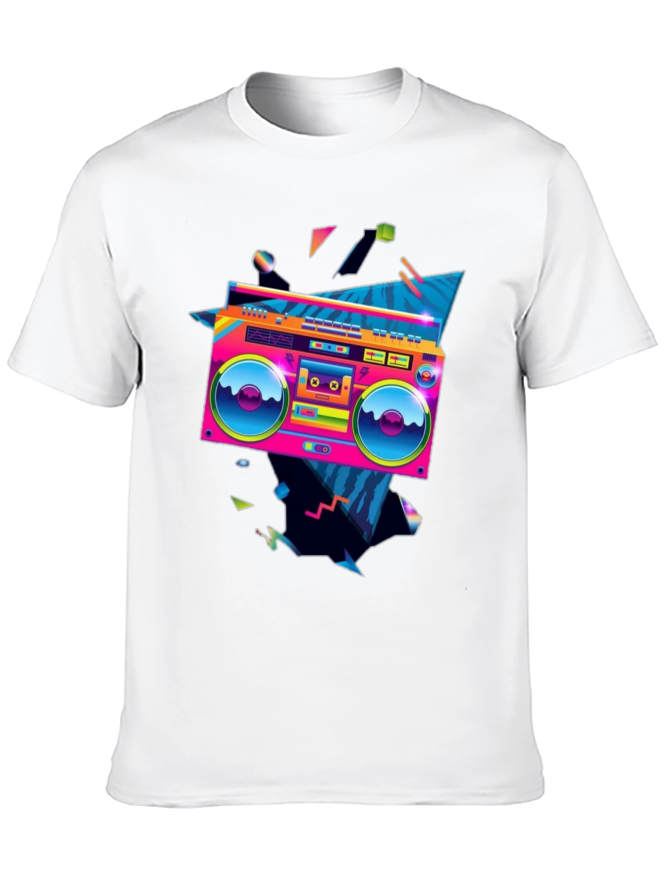Black Retro Boombox Graphic Tee - 80s Style! view 10