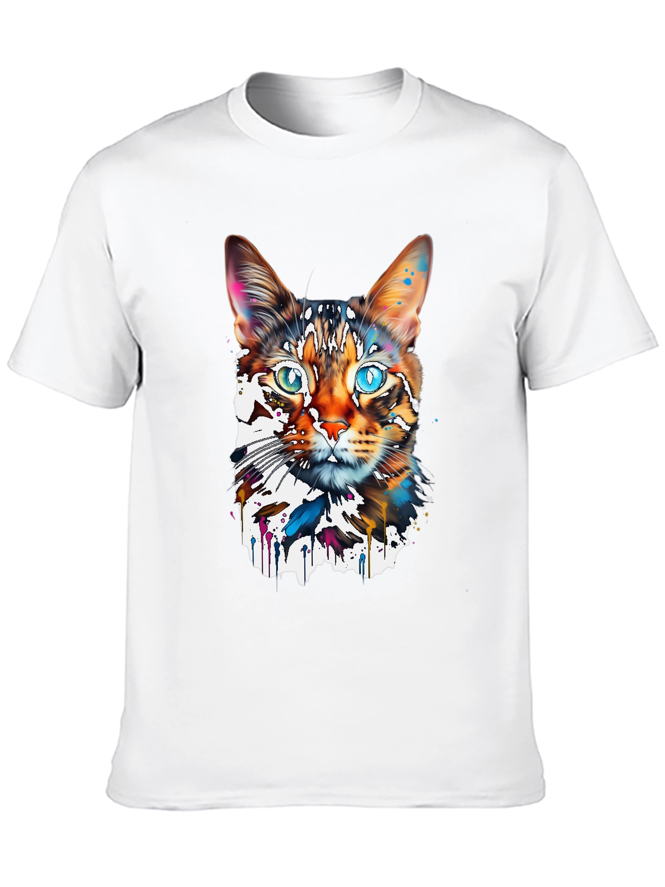 Black Abstract Cat Graphic Tee - Modern Art T-Shirt view 10