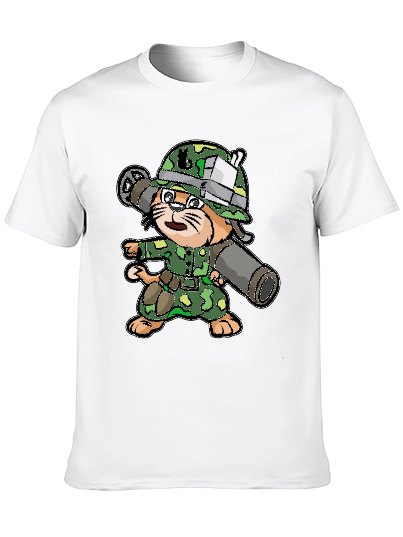 Black Army Cat T-Shirt - Funny Graphic Tee view 10