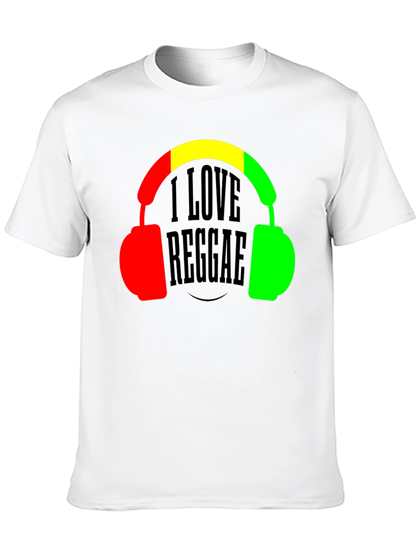 Black I Love Reggae T-Shirt Headphones Jamaican Colors view 10