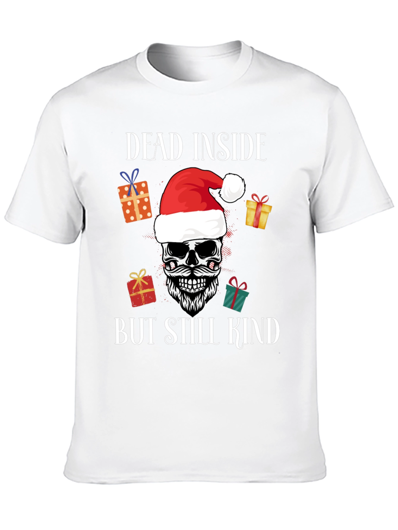 Black Dead Inside But Still Kind Christmas T-Shirt view 10